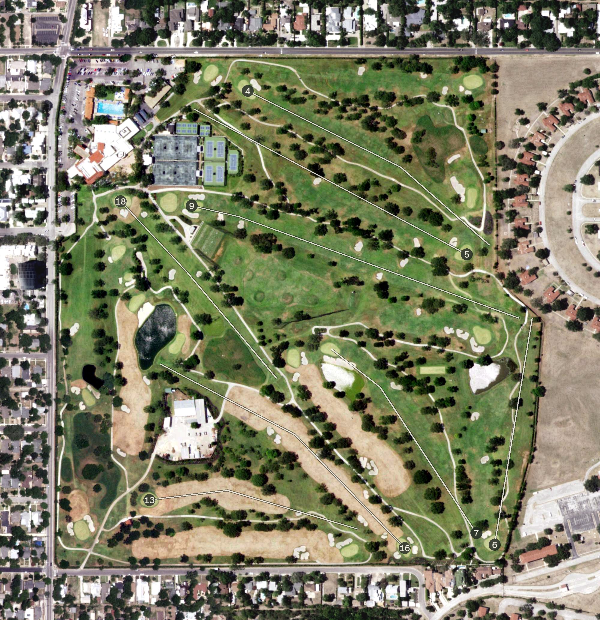 Aerial view of San Antonio Country Club, TX