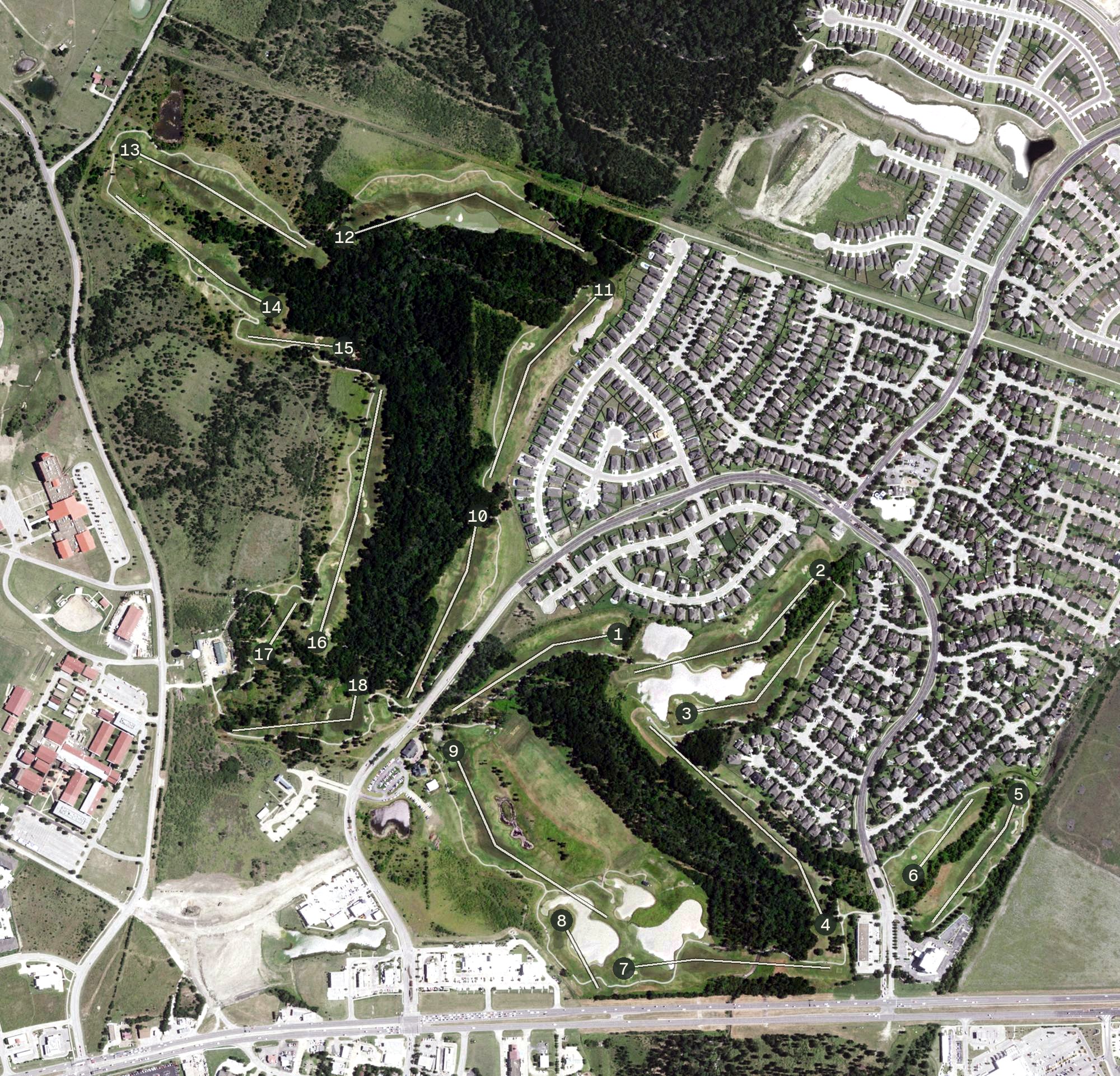Aerial view of Shadow Glen Golf Club, TX