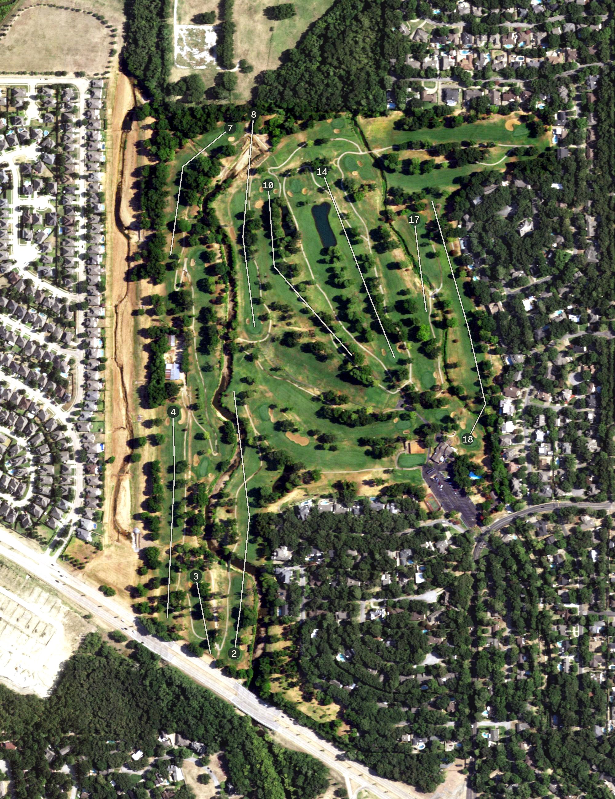 Aerial view of Shady Valley Country Club, TX