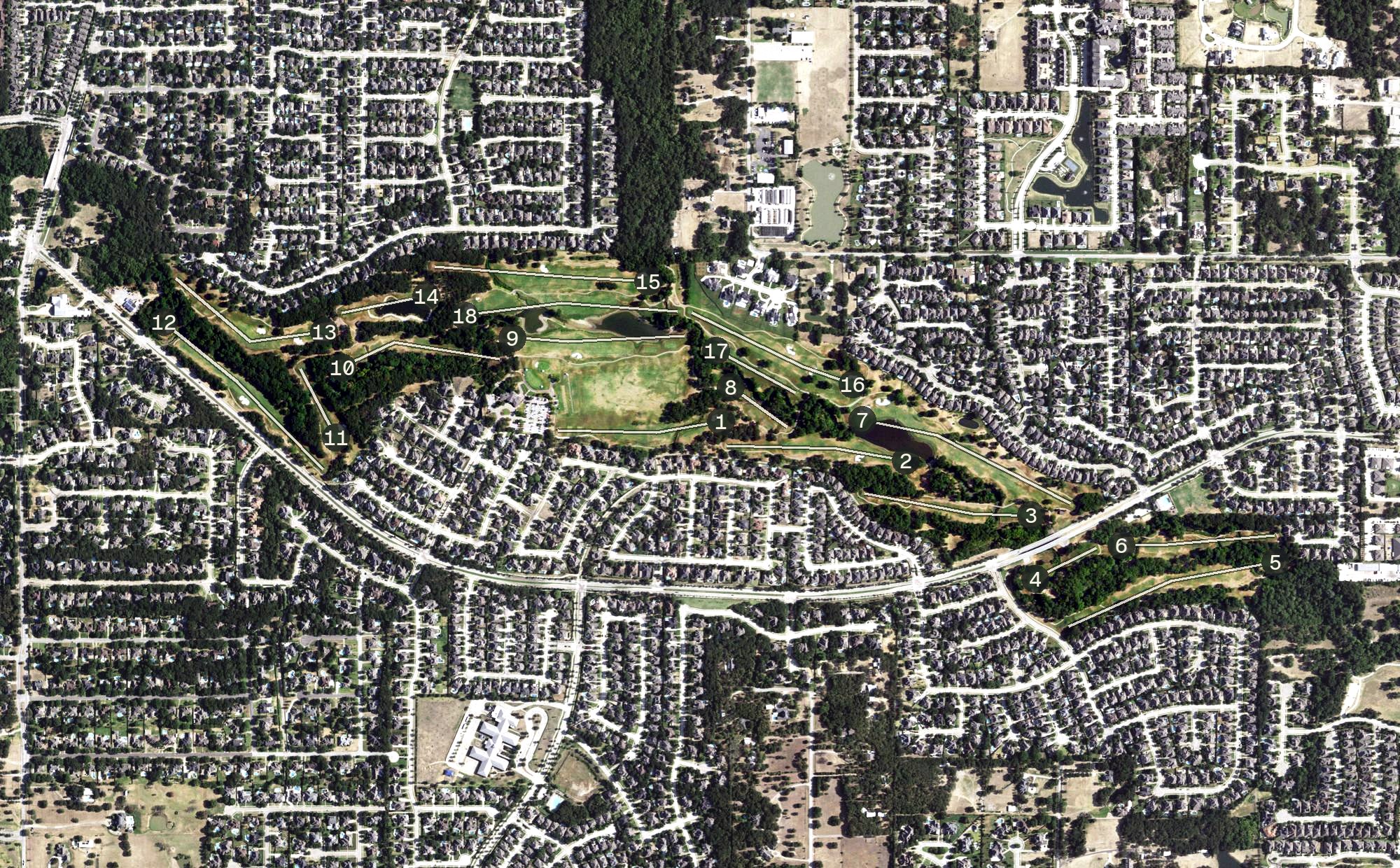 Aerial view of Sky Creek Ranch, TX