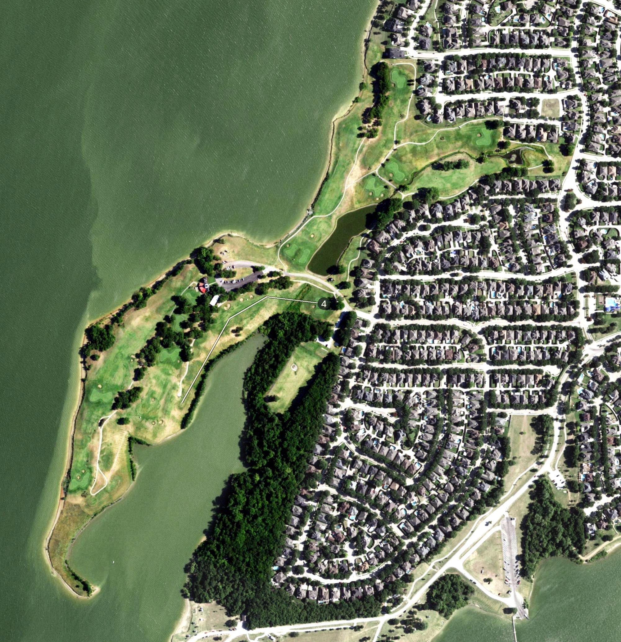 Aerial view of Stewart Peninsula Golf Course, TX