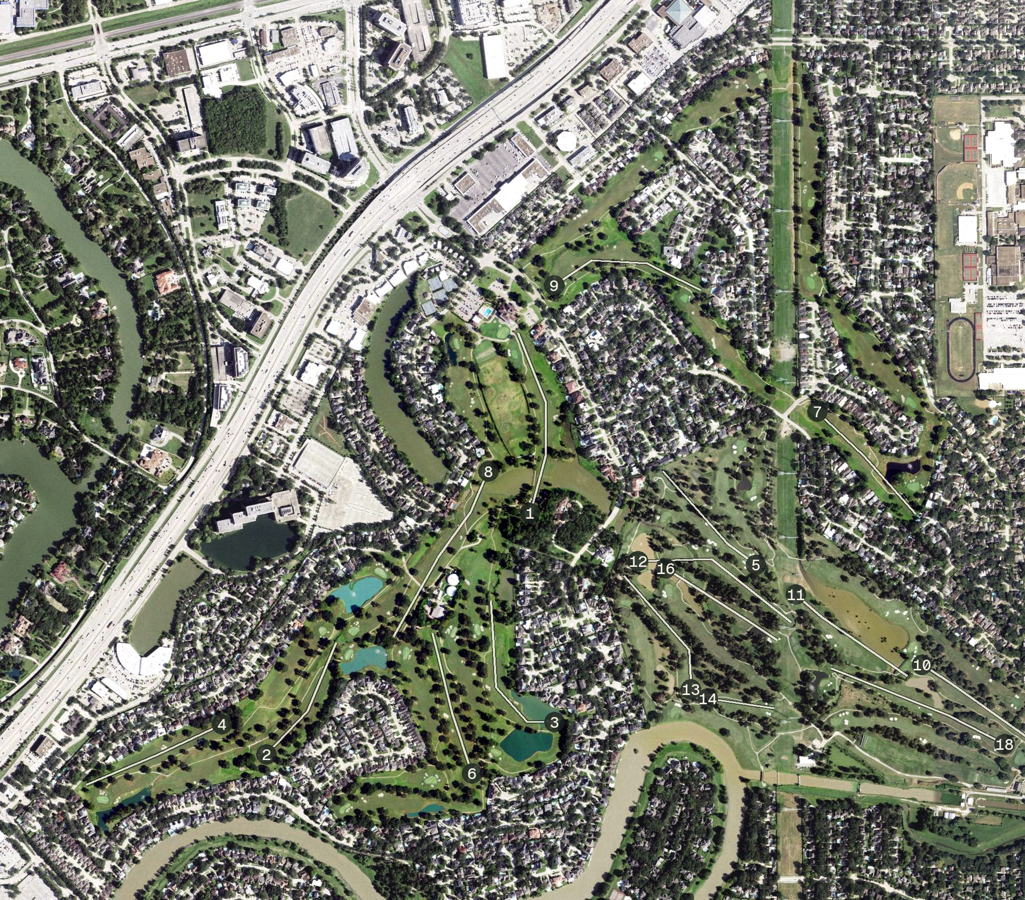Aerial view of Sugar Creek Country Club, TX