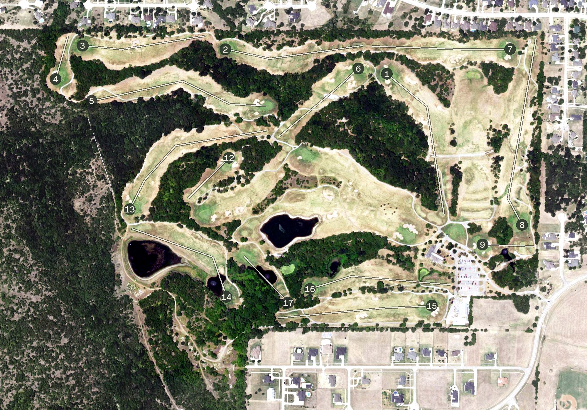 Aerial view of Tangle Ridge Golf Club, TX