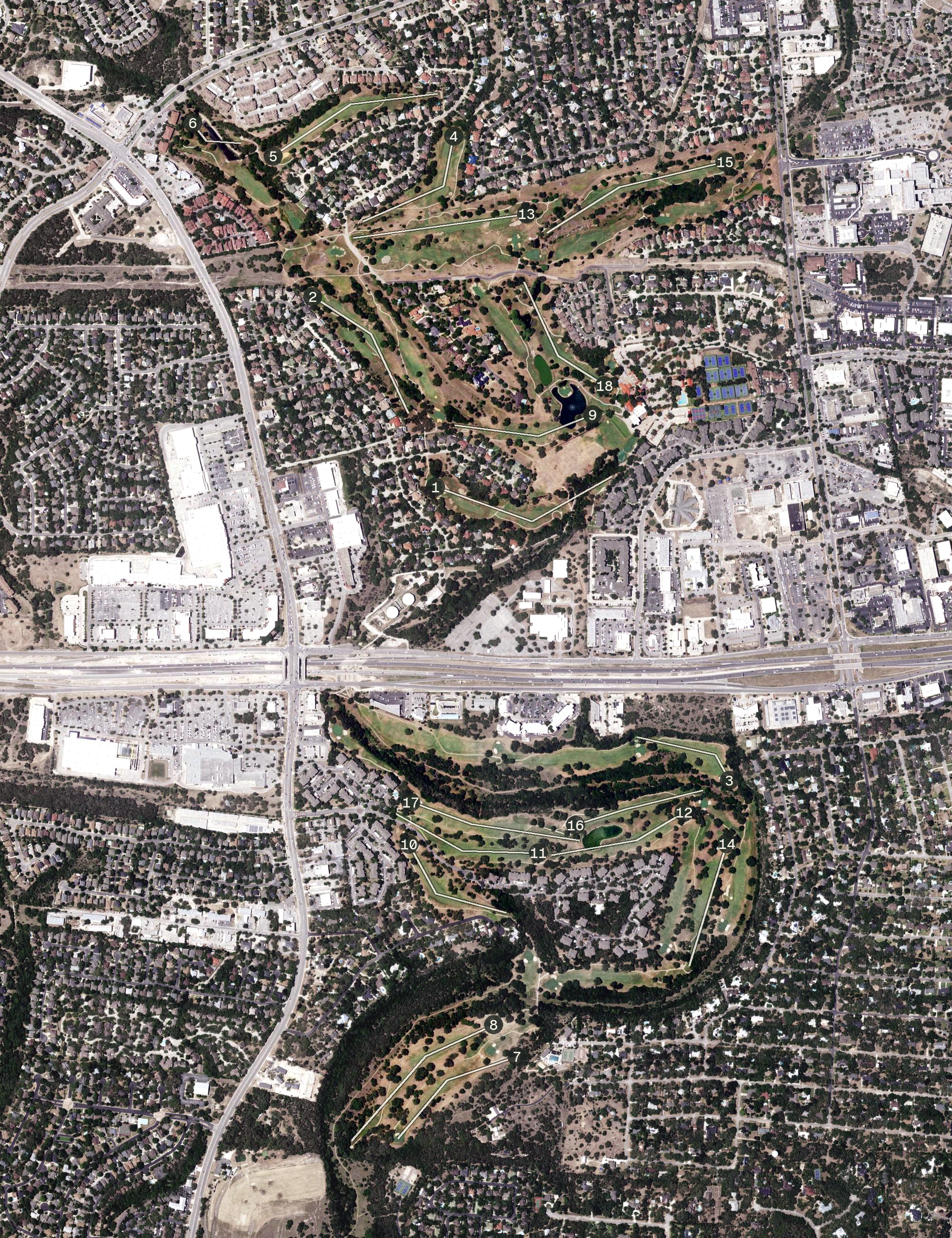 Aerial view of The Club at Sonterra South Course, TX