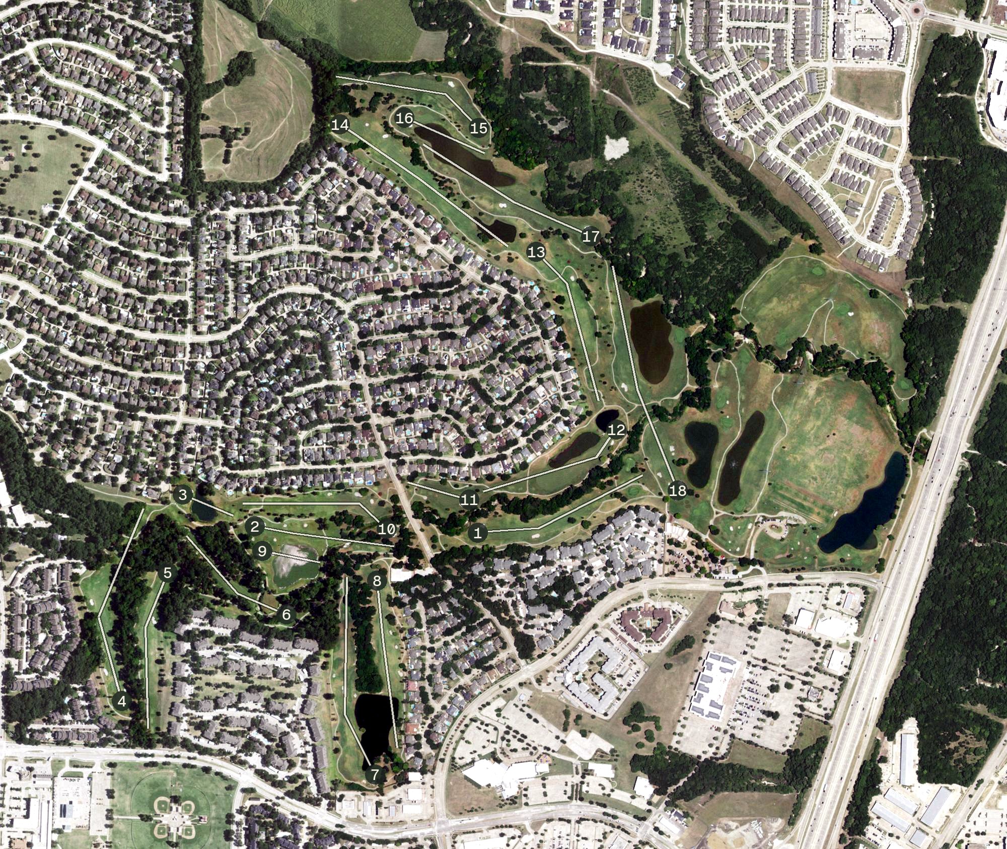 Aerial view of The Courses at Watters Creek, TX