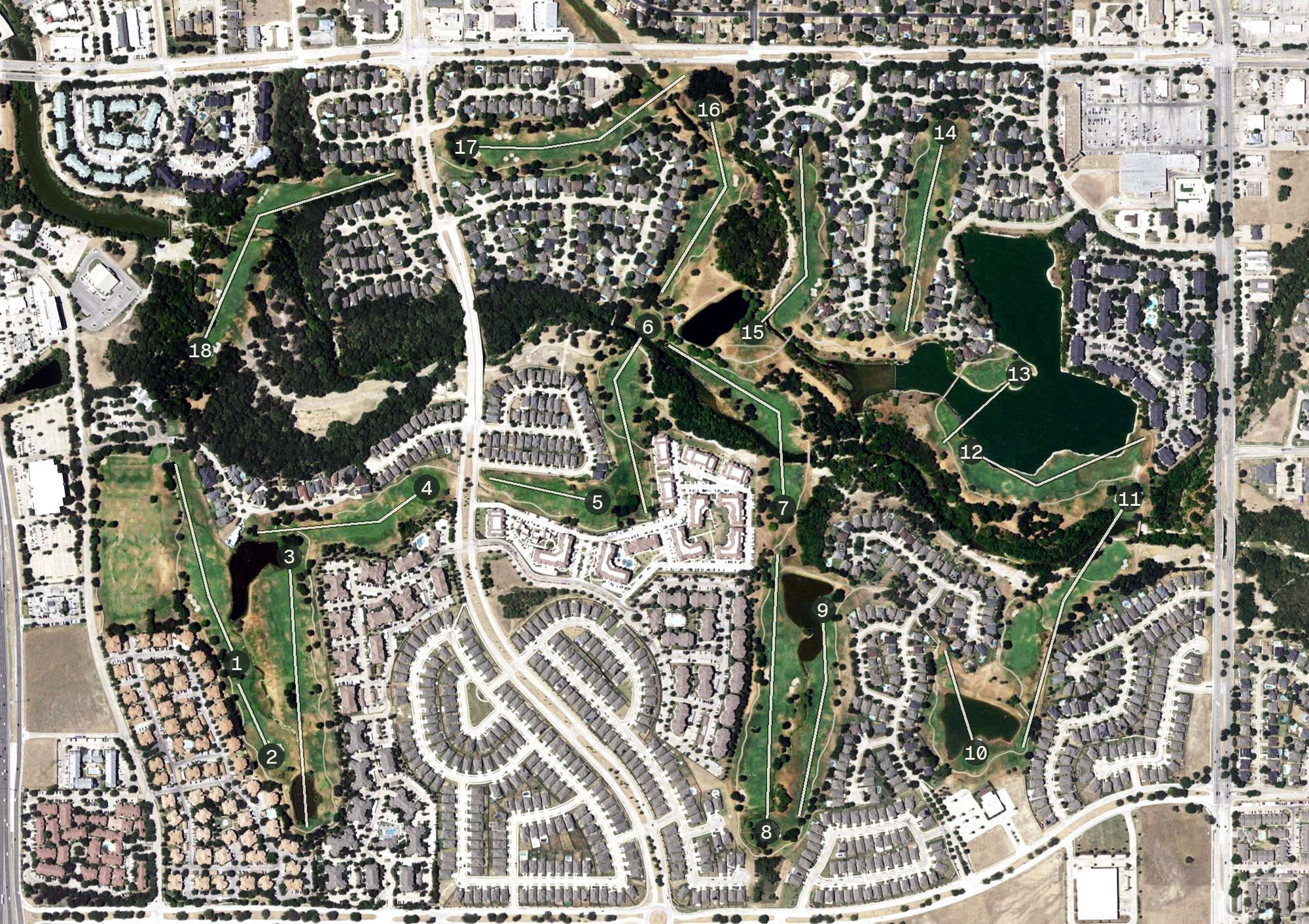 Aerial view of The Golf Club at Fossil Creek, TX