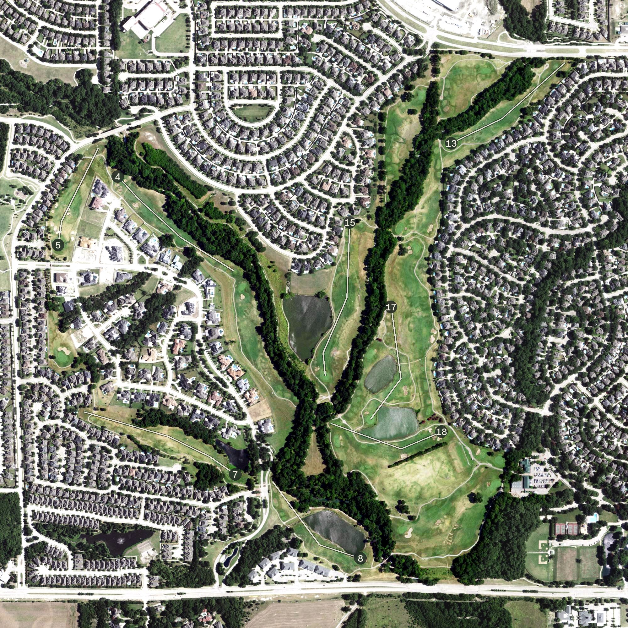 Aerial view of The Golf Club at Twin Creeks, TX