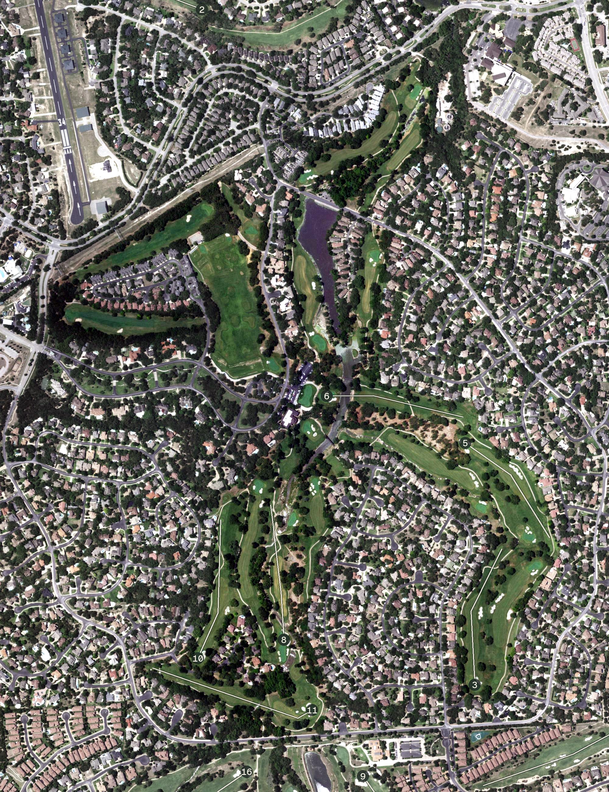 Aerial view of The Hills Country Club, TX