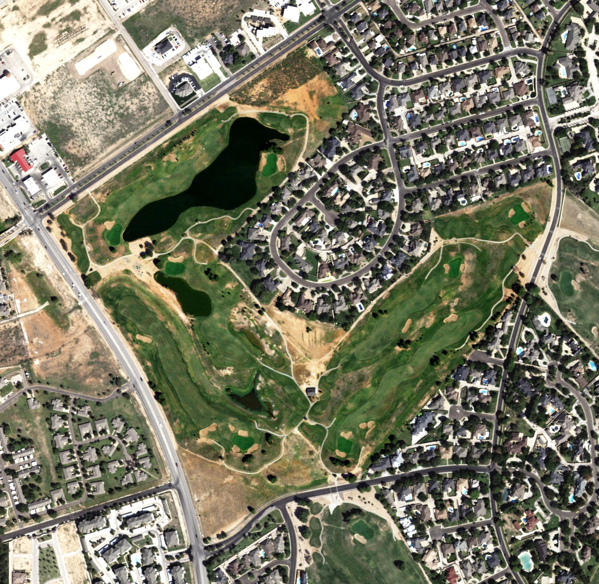 Aerial view of The Links Course at The Odessa Country Club, TX