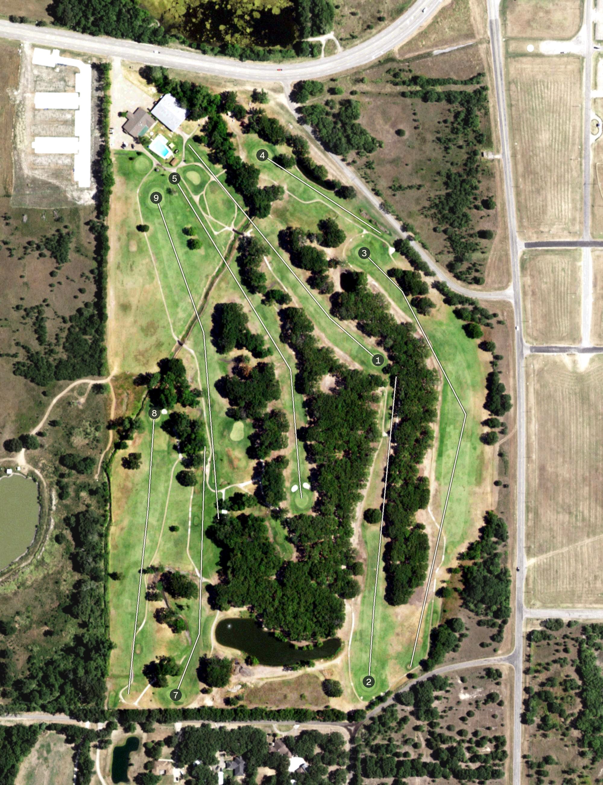 Aerial view of The Oaks Country Club, TX