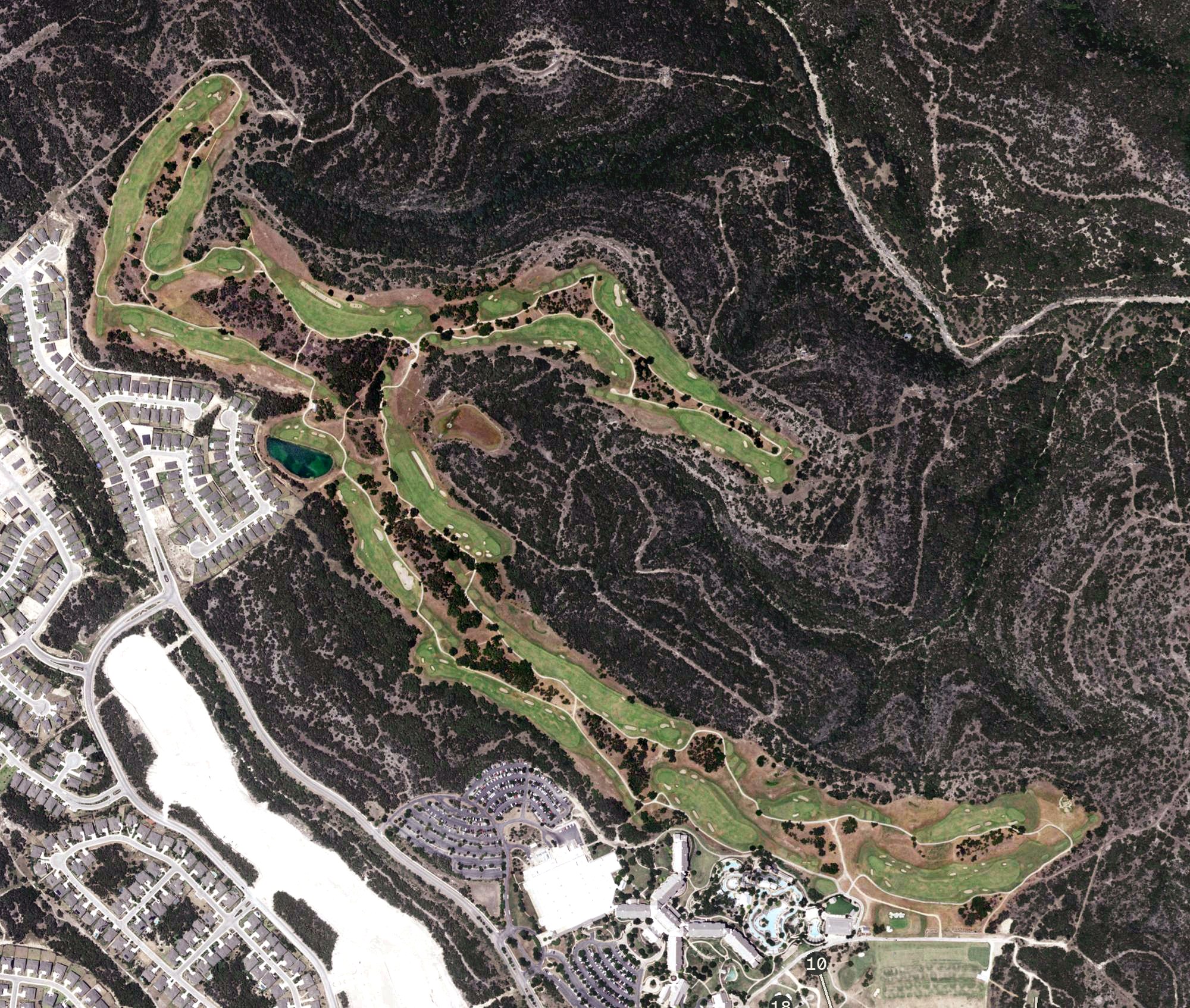 Aerial view of TPC San Antonio AT&T Canyons Course, TX