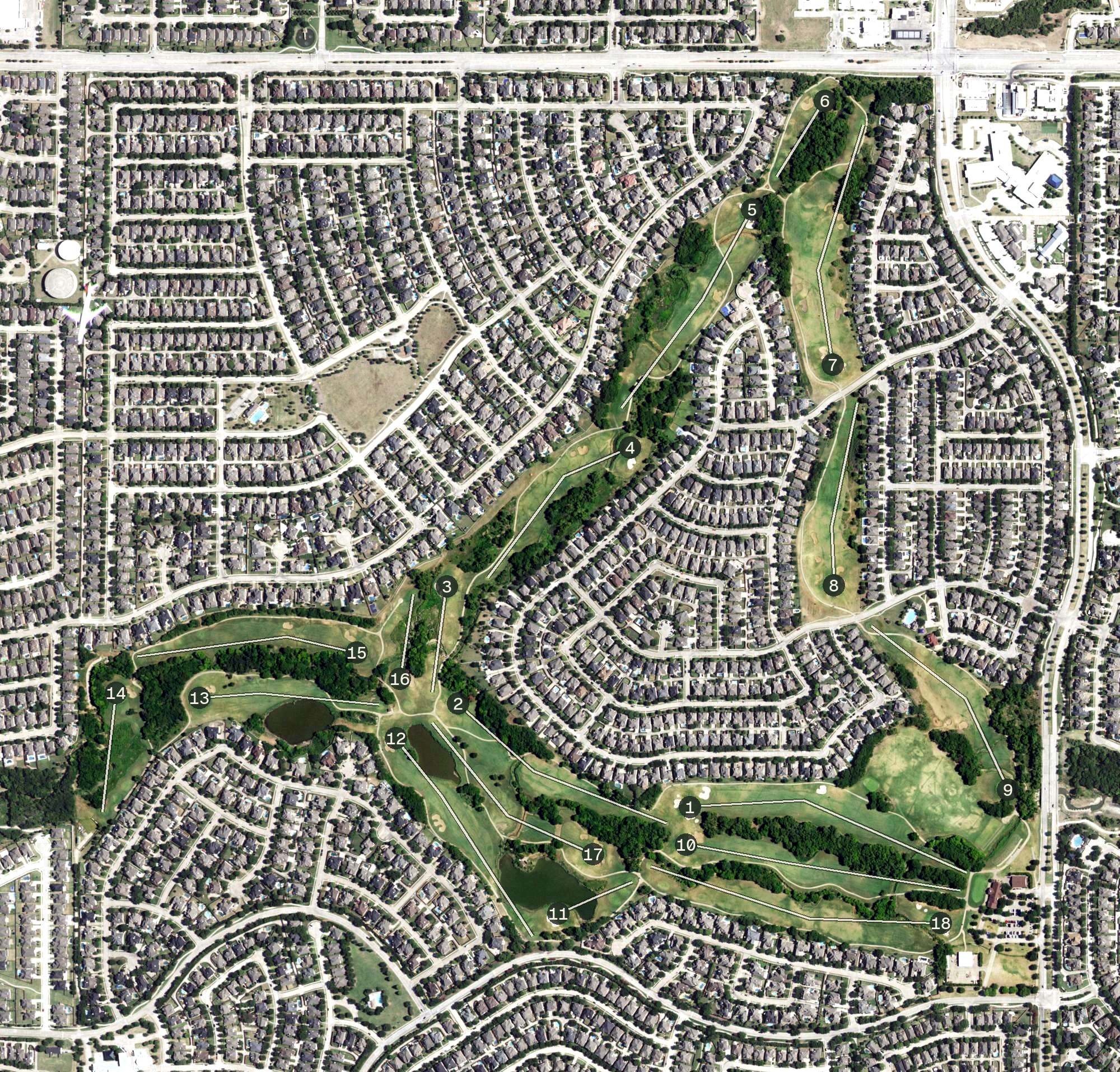 Aerial view of Trails of Frisco Golf Course, TX