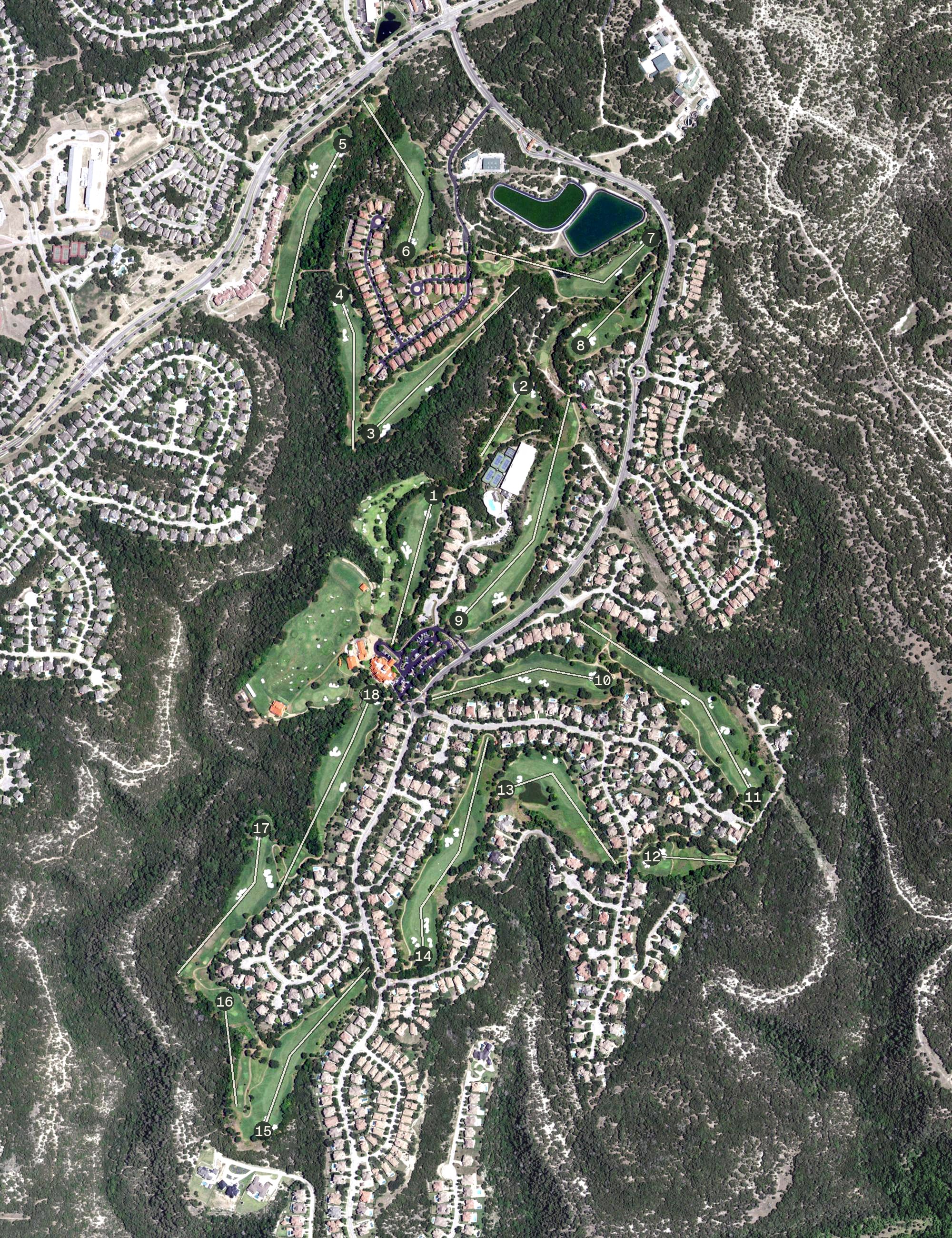 Aerial view of University of Texas Golf Club, TX