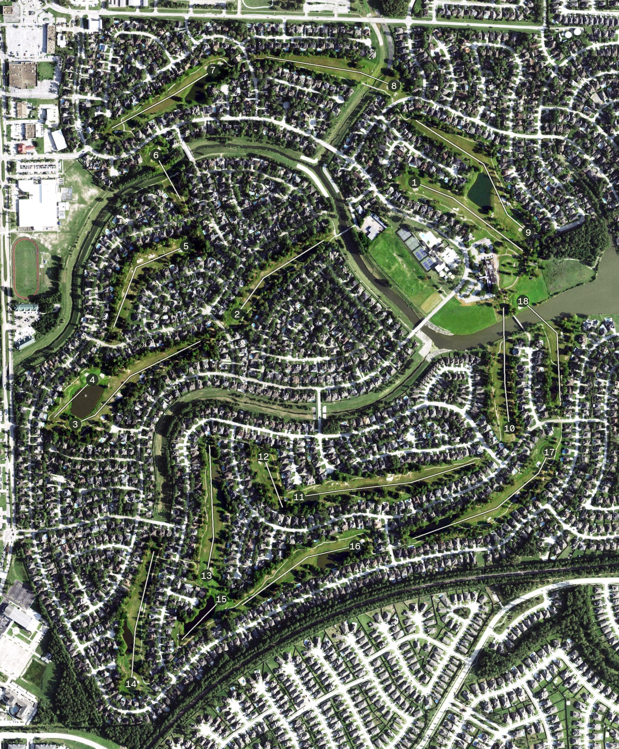 Aerial view of Walden on Lake Houston Golf & Country Club, TX