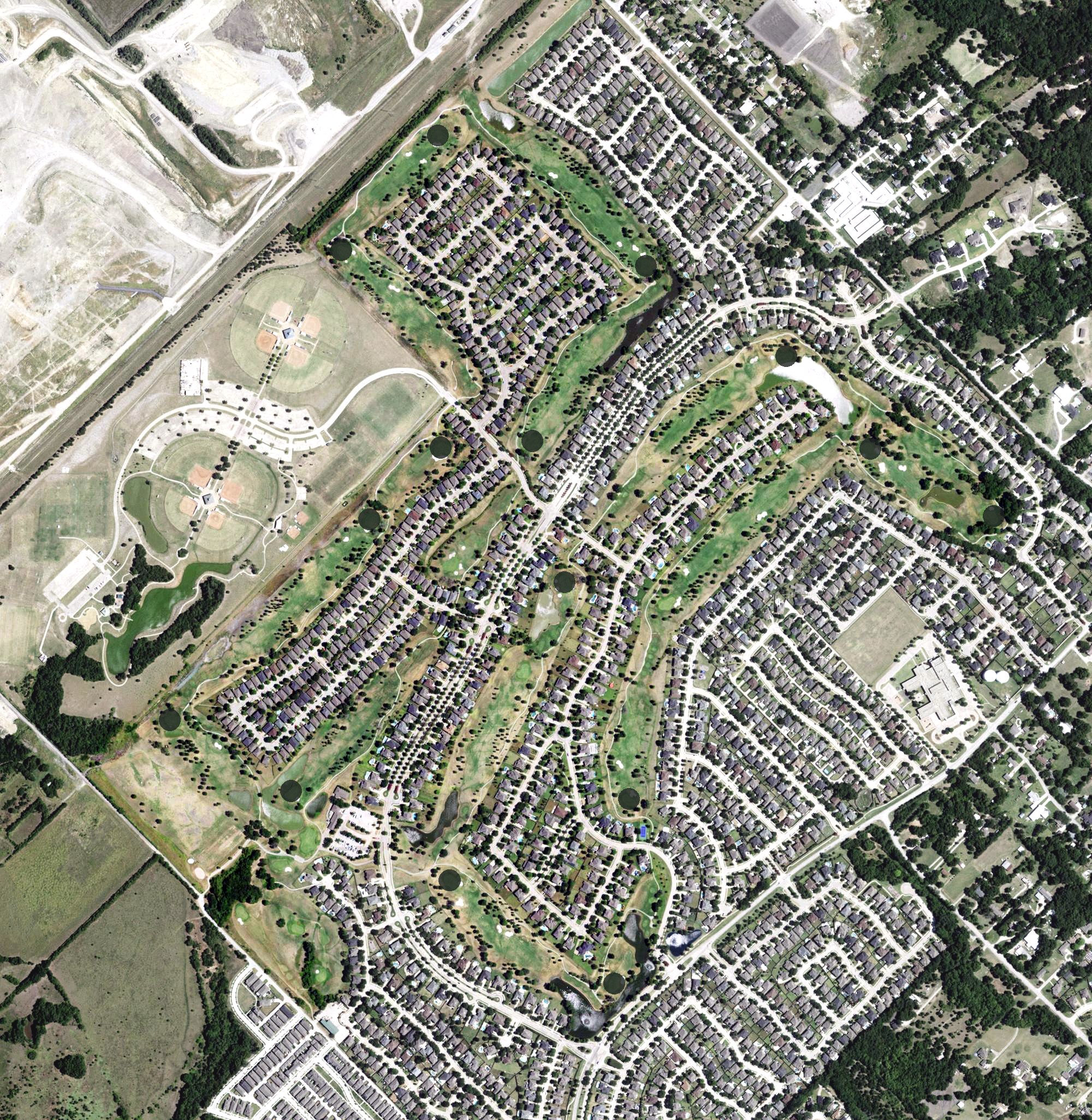 Aerial view of Waterview Golf Club, TX