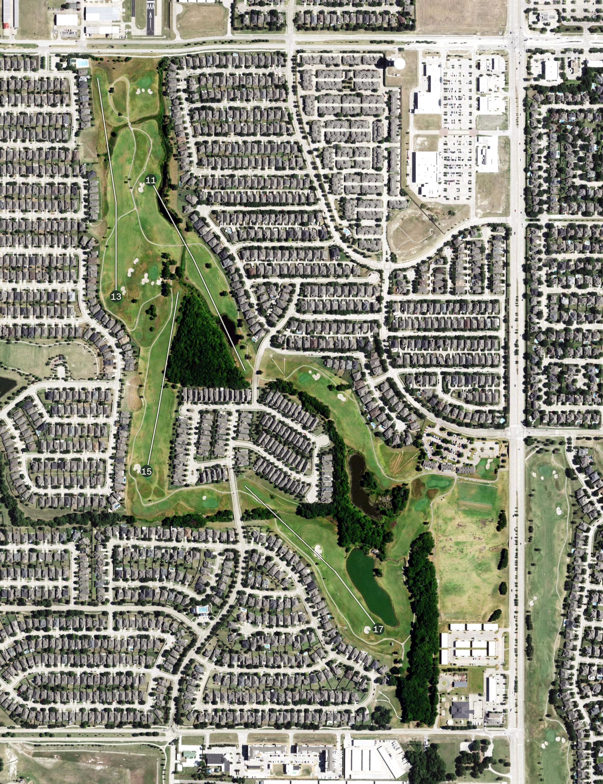 Aerial view of Westridge Golf Course, TX