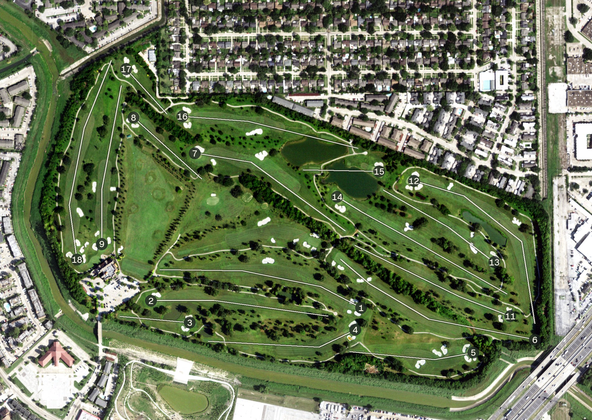 Aerial view of Westwood Country Club, TX