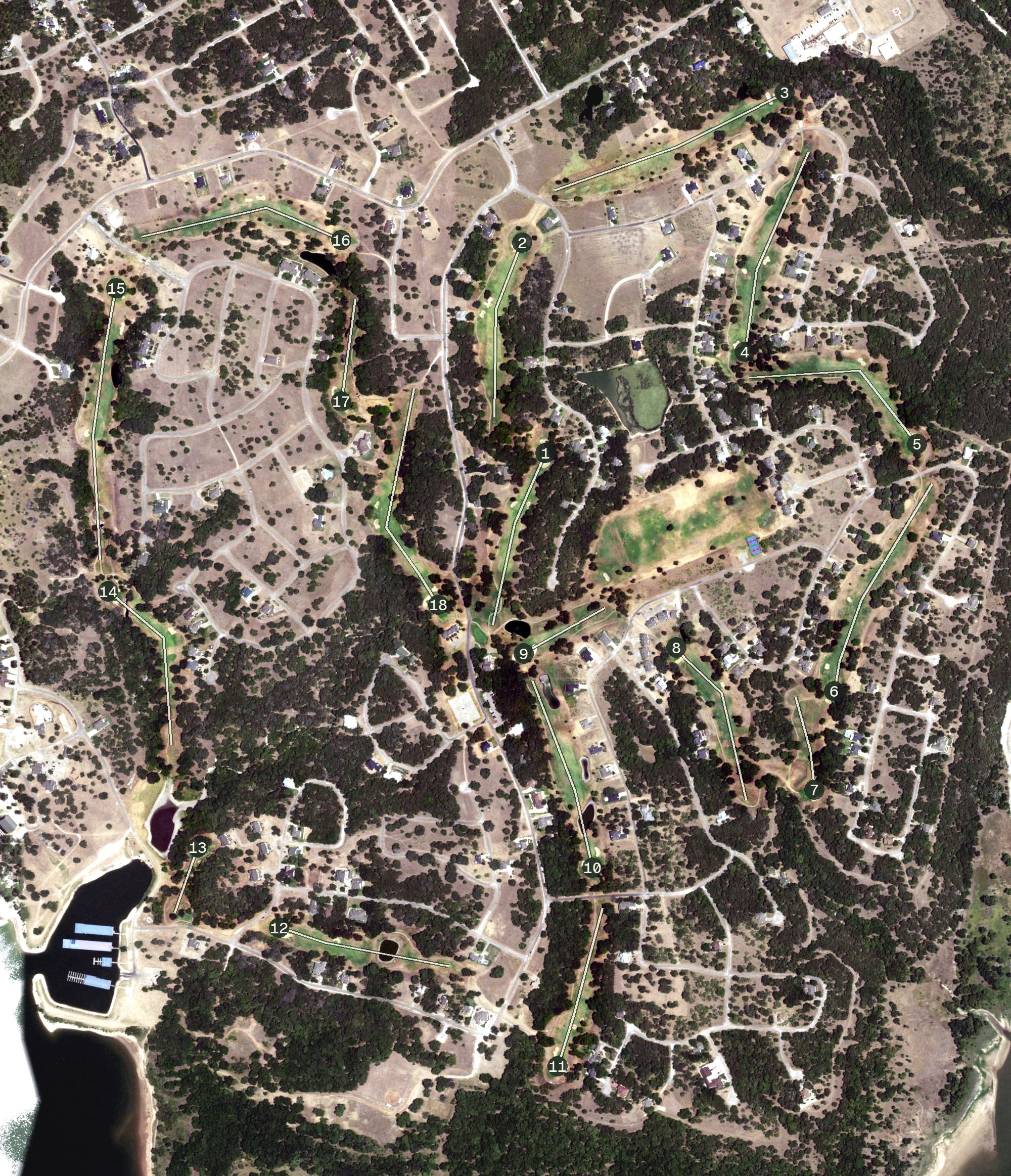 Aerial view of White Bluff Old Course, TX
