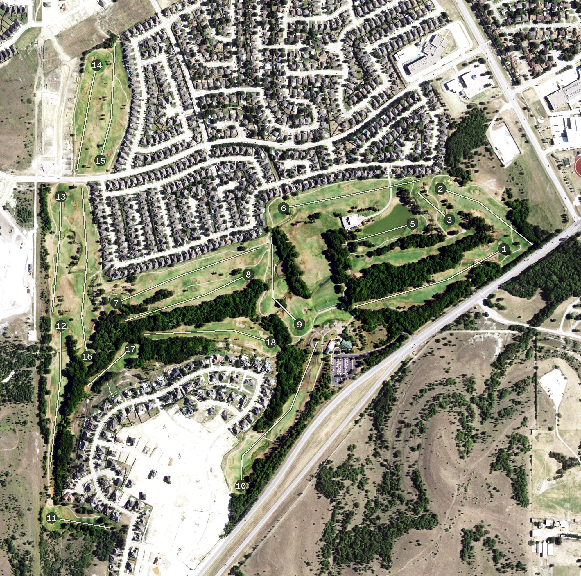 Aerial view of White Stone Golf Course, TX
