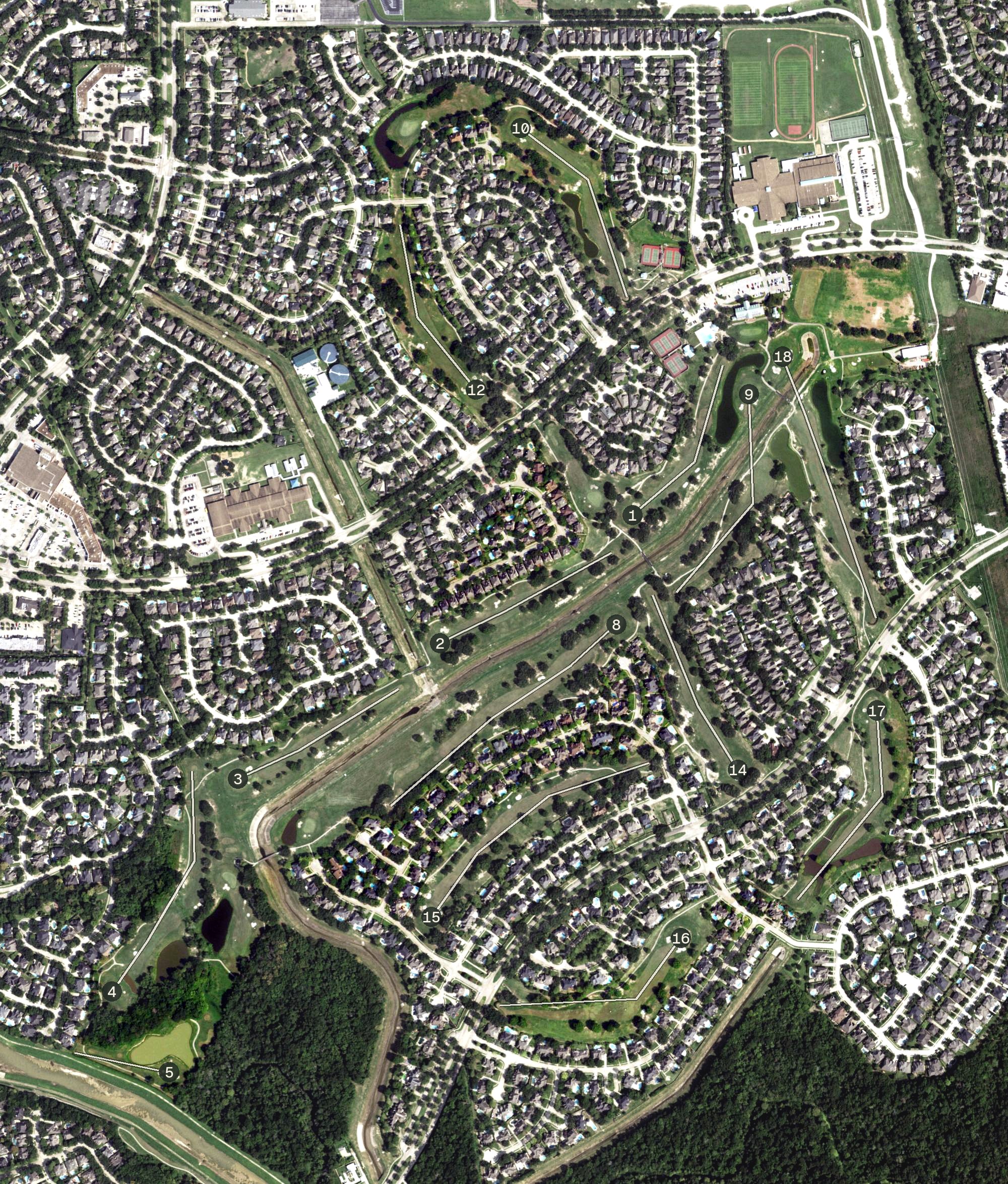 Aerial view of Willow Fork Country Club, TX