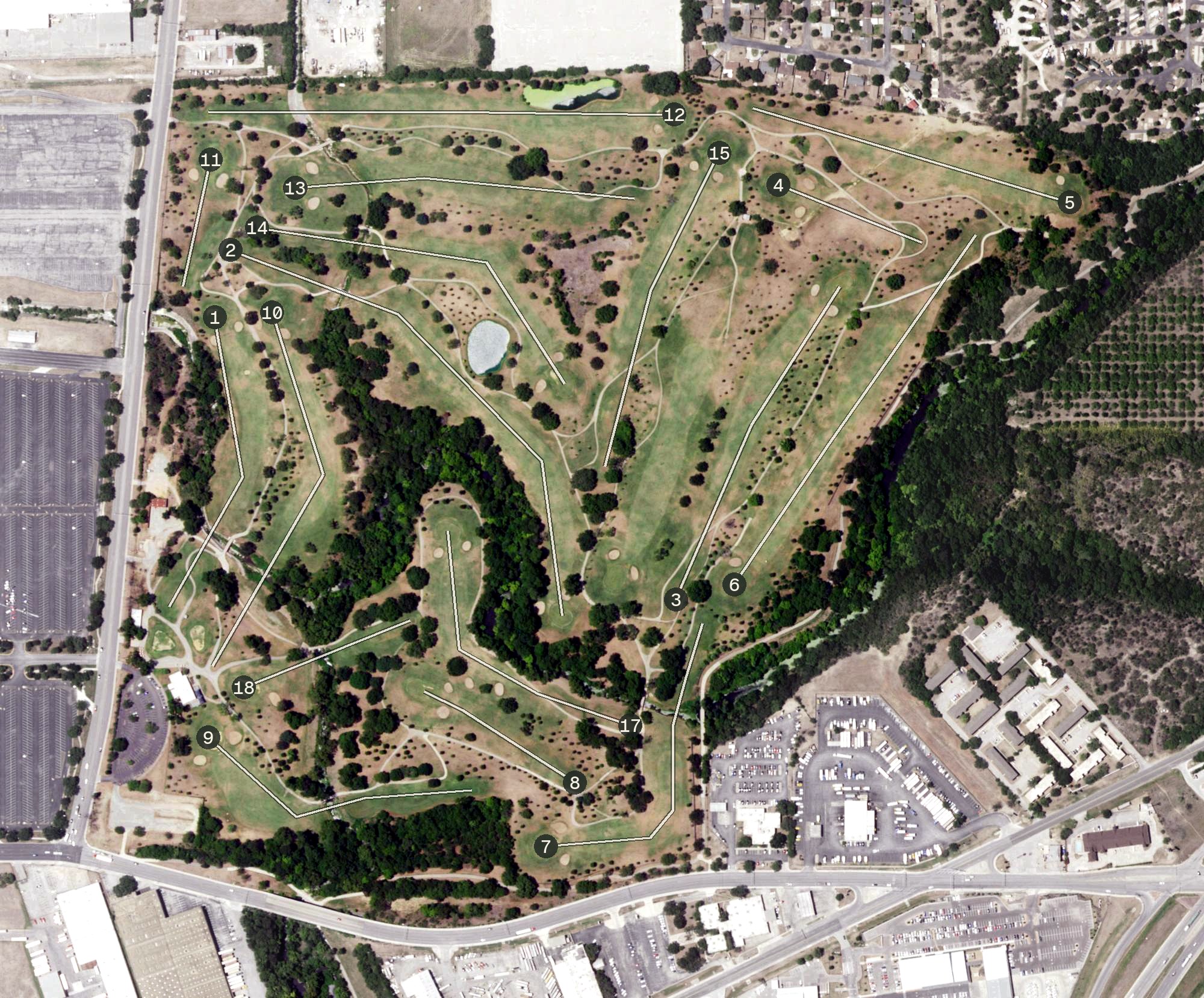 Aerial view of Willow Springs Golf Course, TX