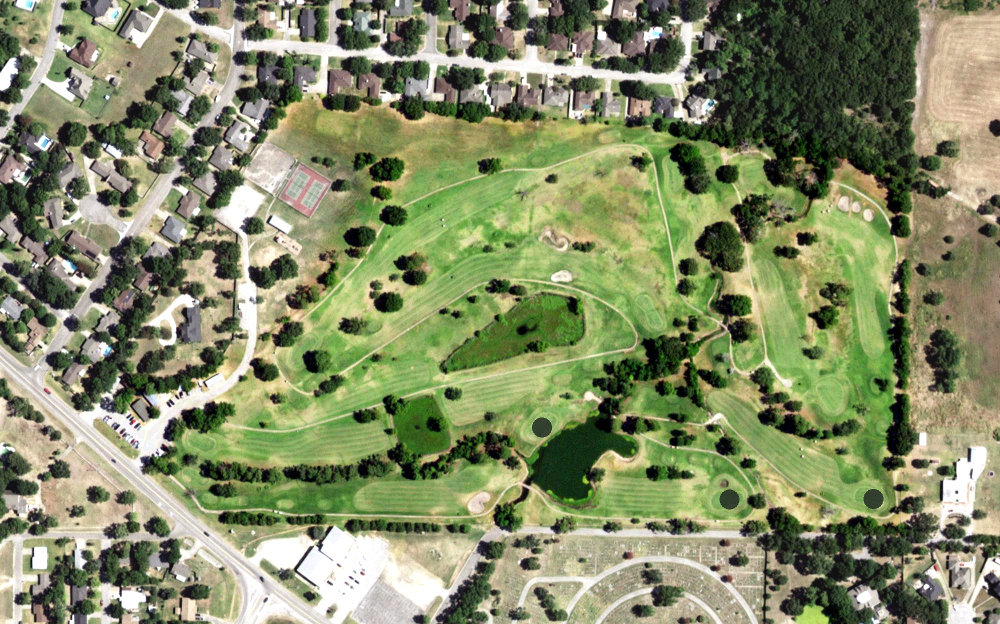 Aerial view of Wright Park Golf Course, TX
