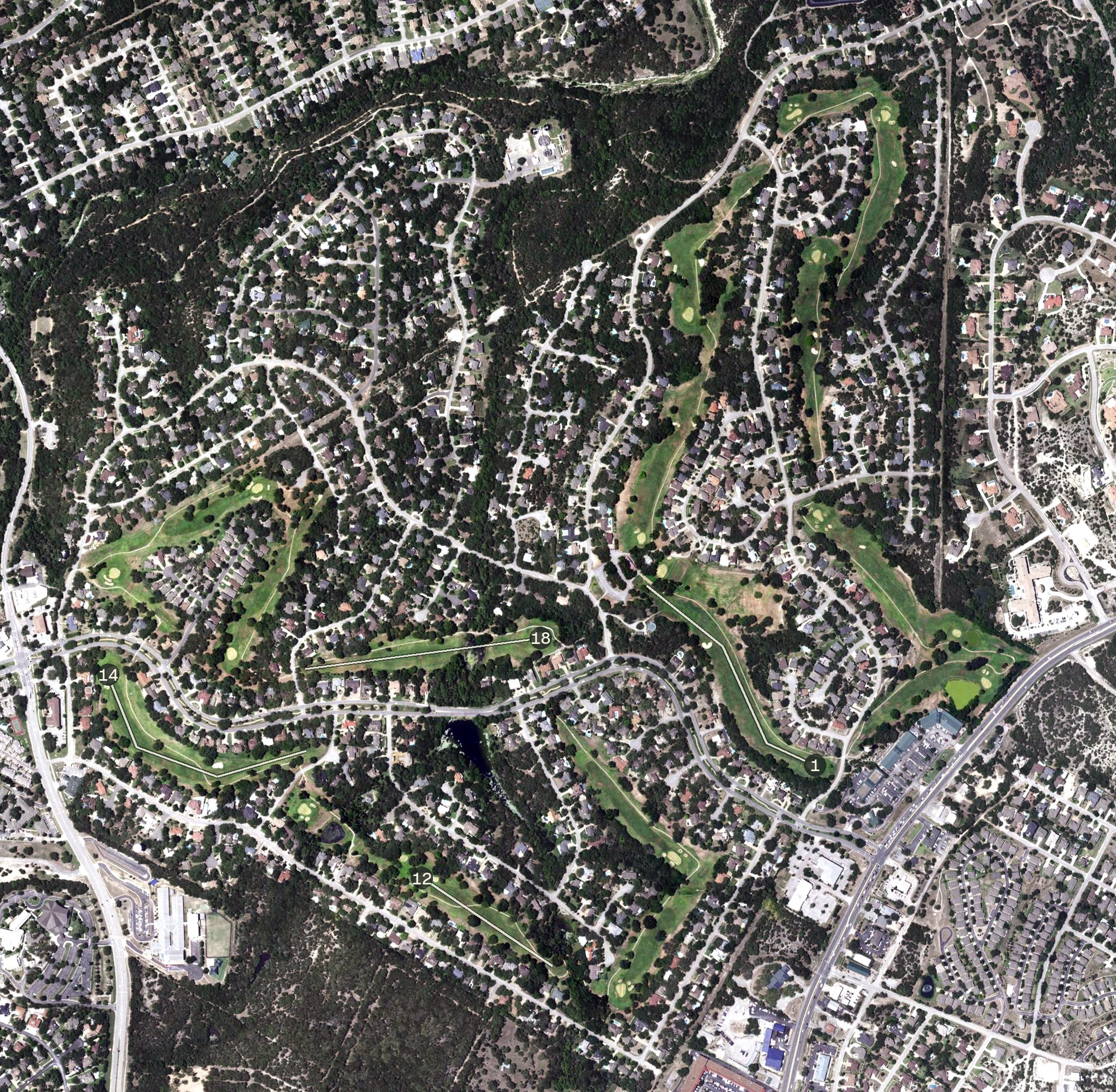Aerial view of Yaupon Golf Course, TX