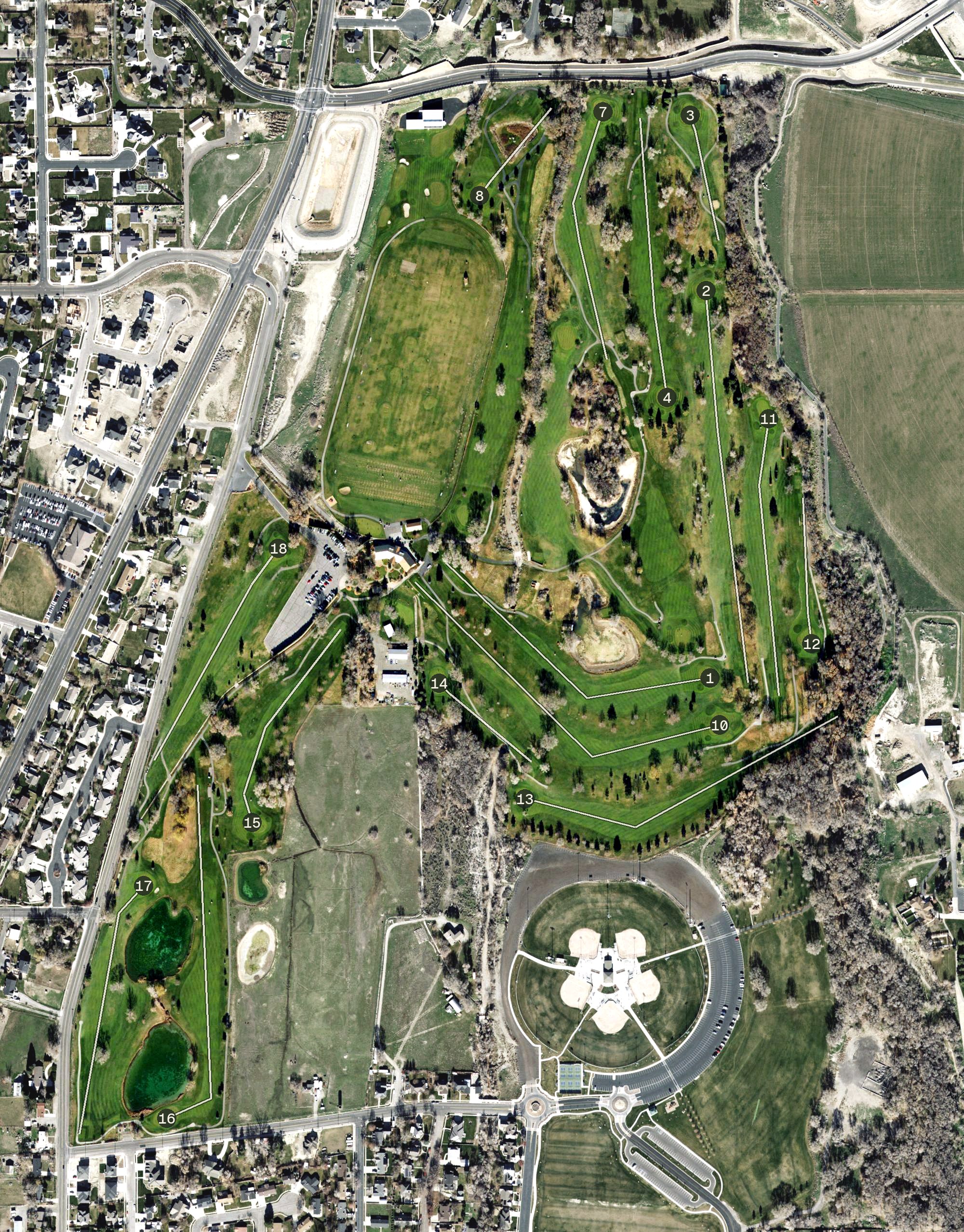 Aerial view of Fox Hollow Golf Course, UT