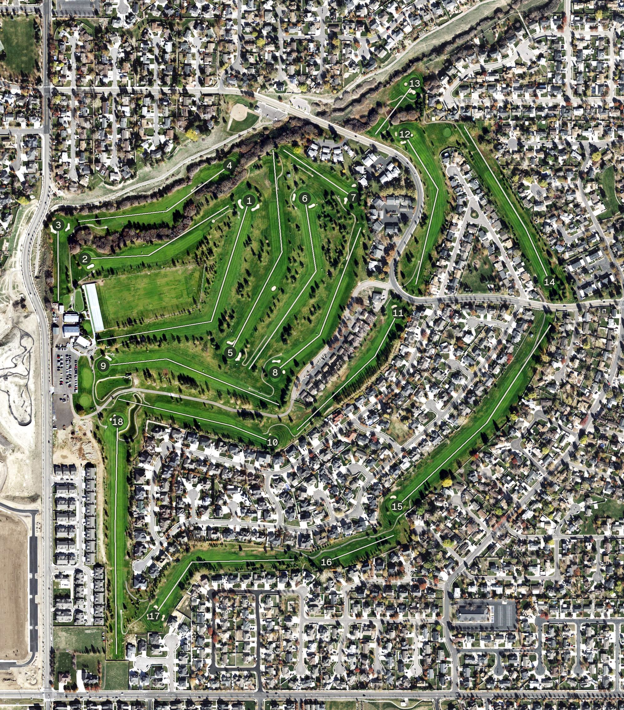 Aerial view of Glenmoor Golf Course, UT
