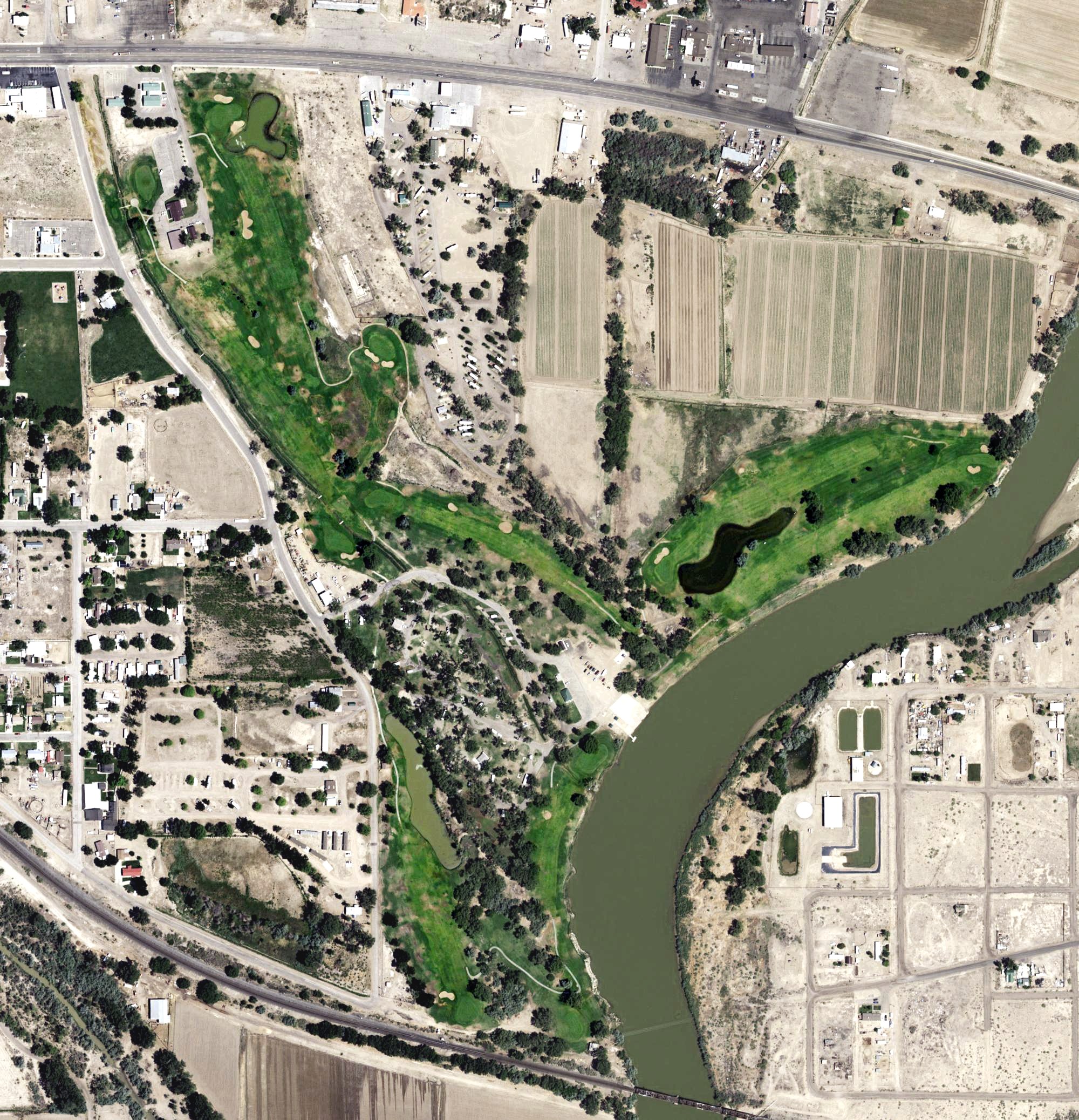 Aerial view of Green River State Park Golf Course, UT
