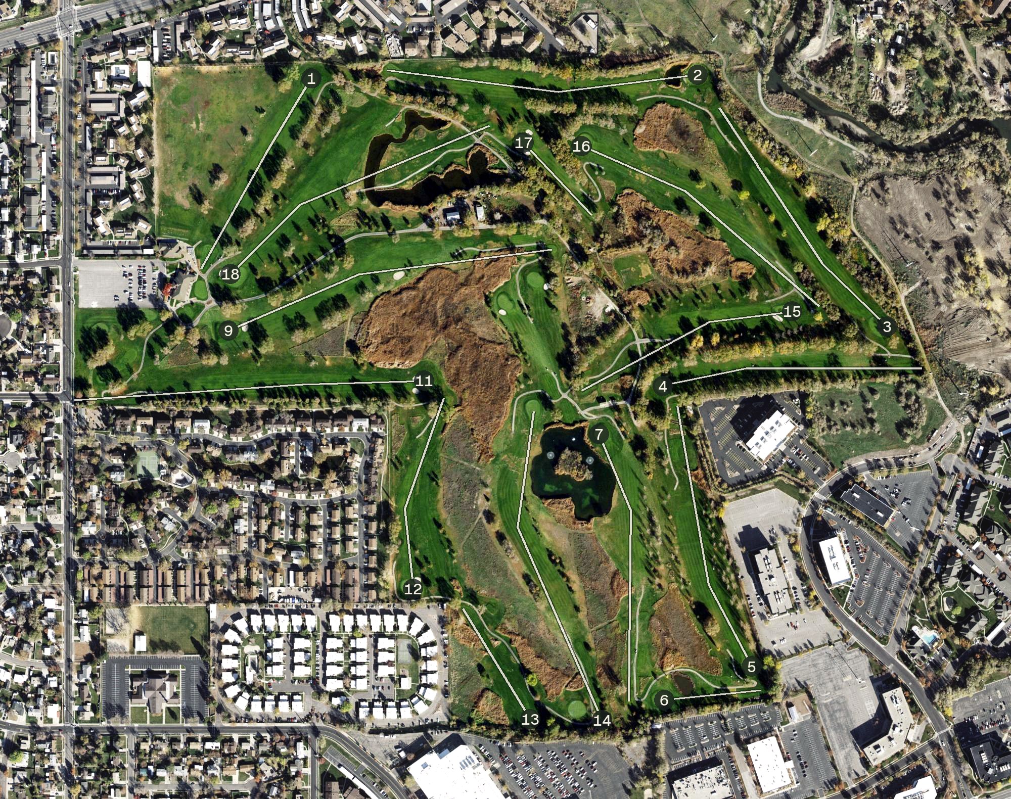 Aerial view of Meadow Brook Golf Course, UT