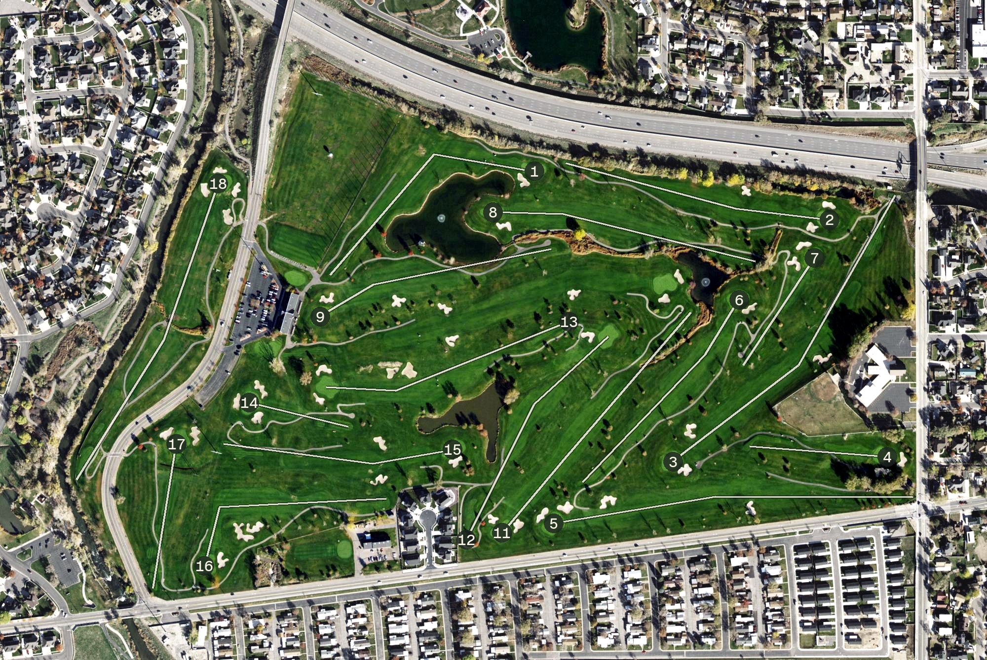 Aerial view of Murray City Golf Course, UT