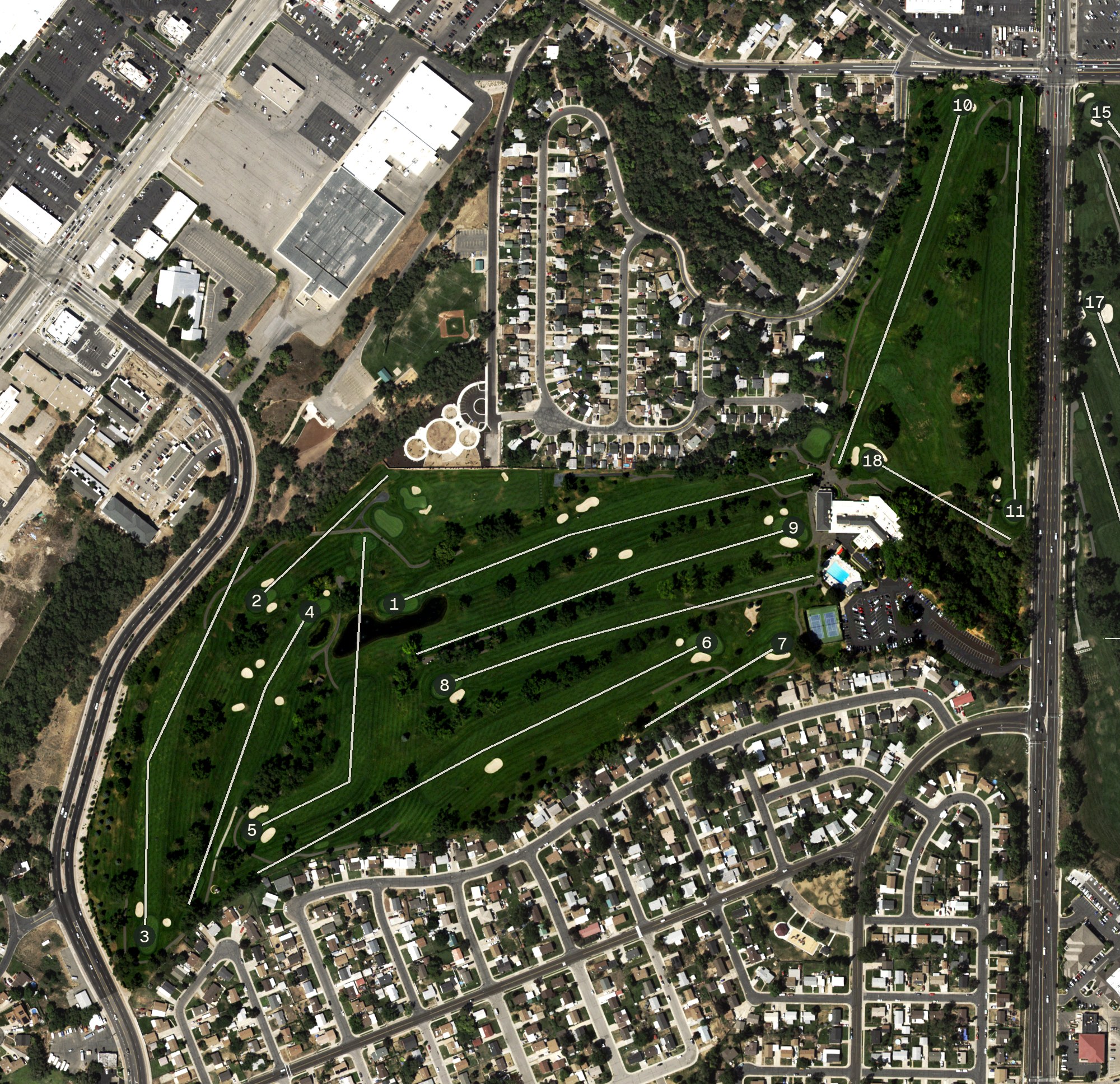 Aerial view of Ogden Golf and Country Club, UT