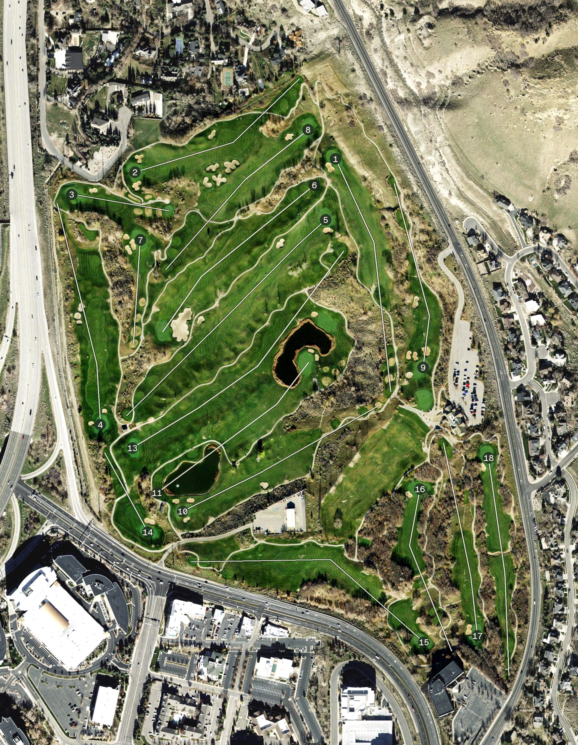 Aerial view of Old Mill Golf Course, UT