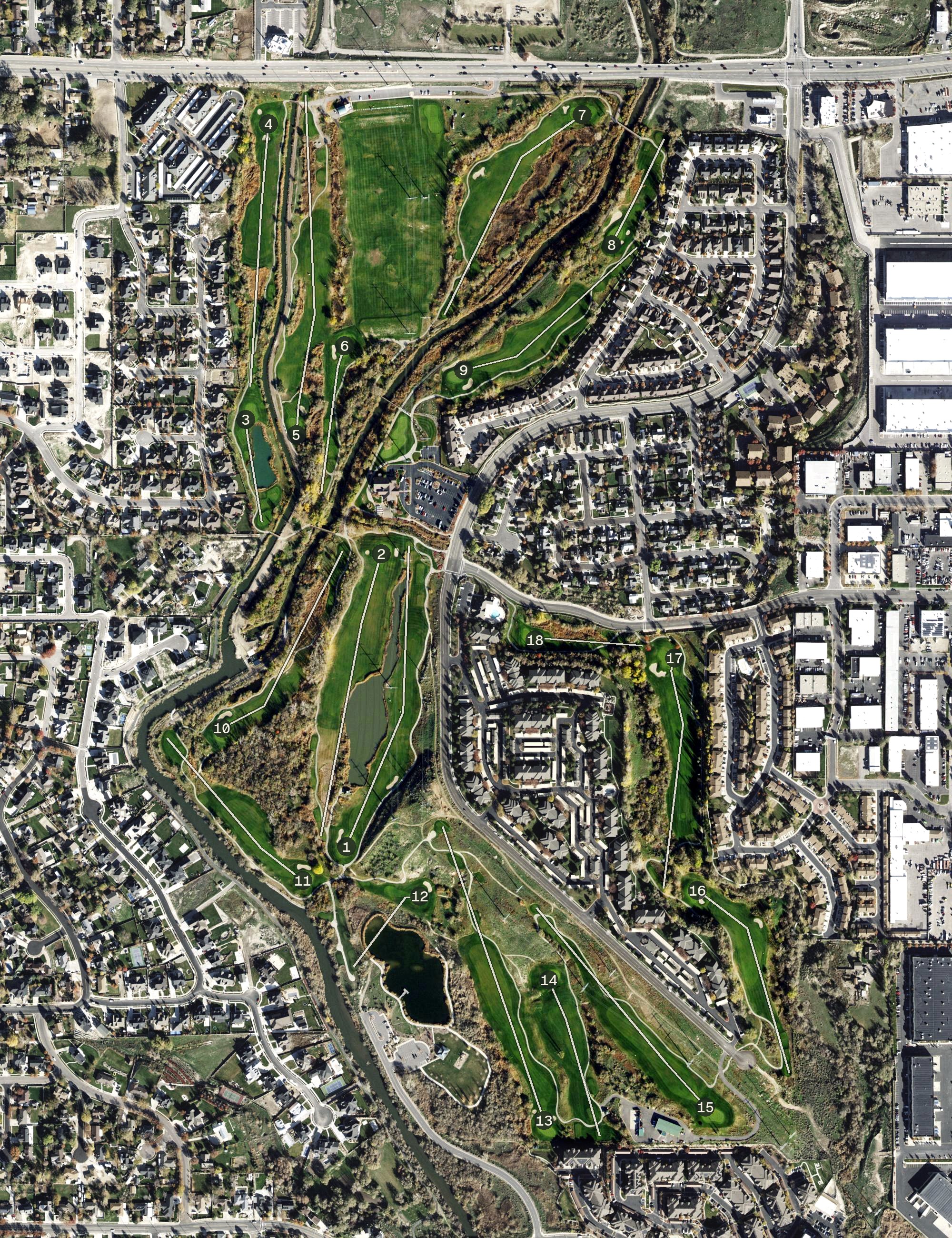 Aerial view of River Oaks Golf Course, UT