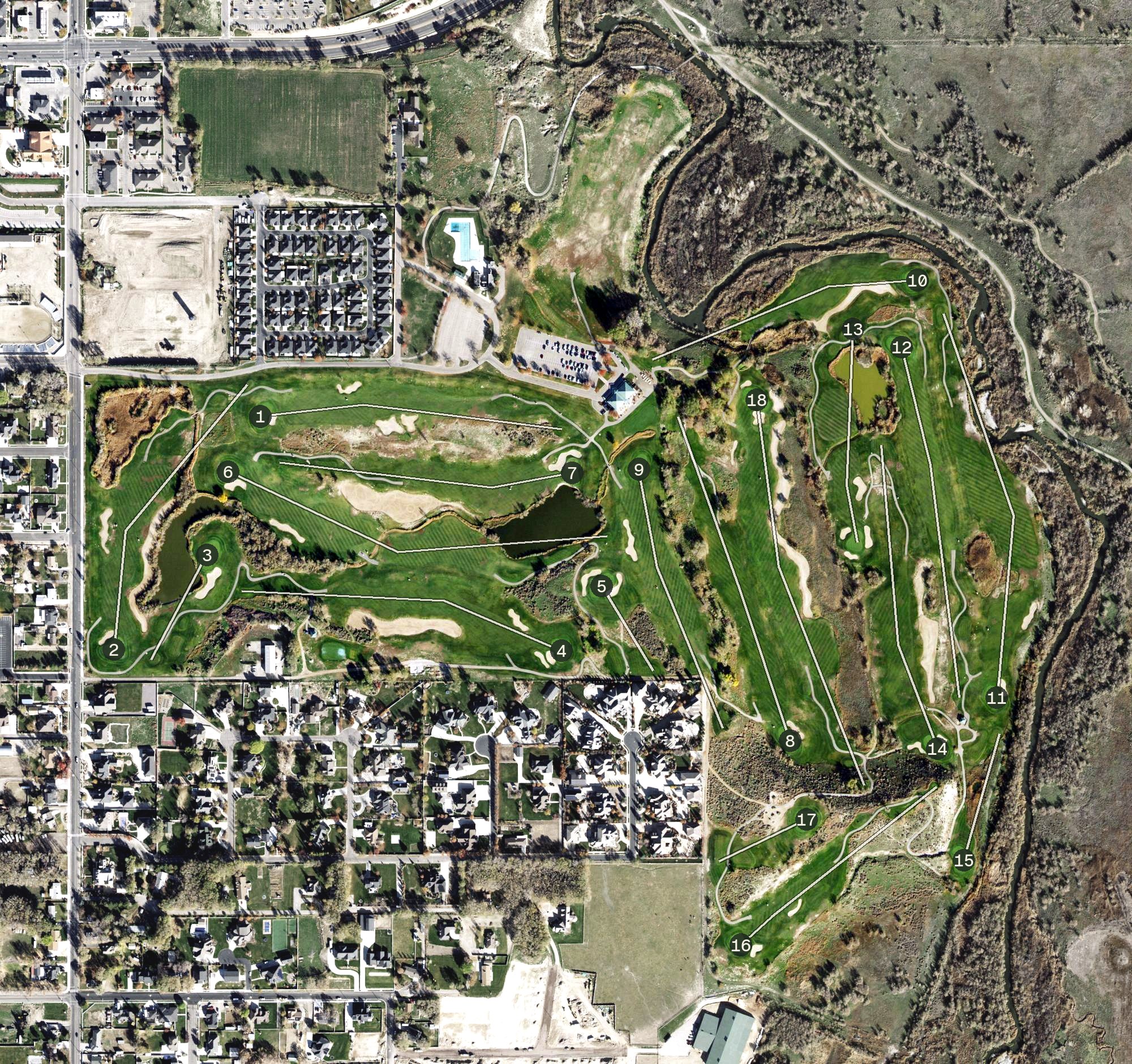 Aerial view of Riverbend Golf Course, UT