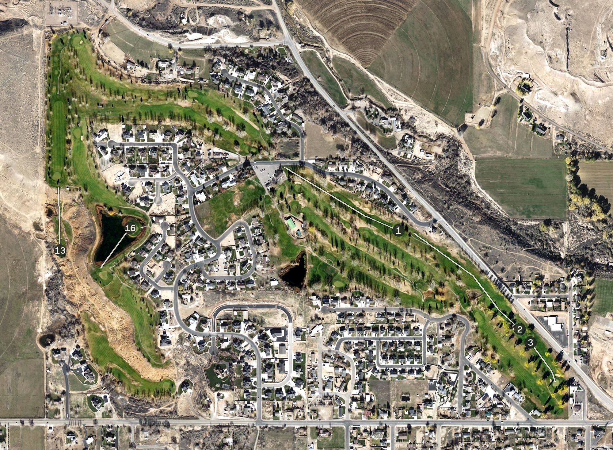 Aerial view of Roosevelt Municipal Golf Course, UT