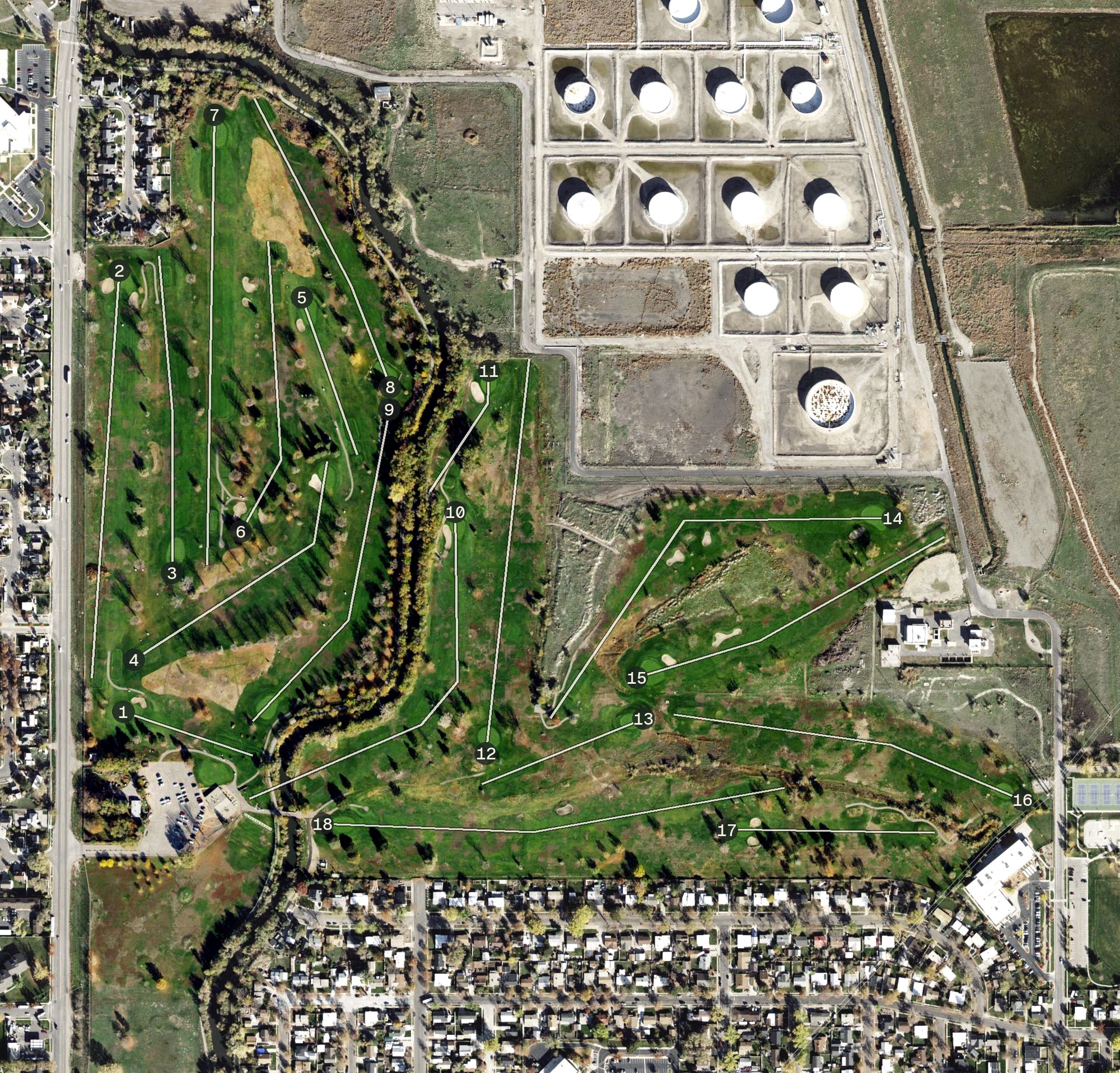 Aerial view of Rose Park Golf Course, UT