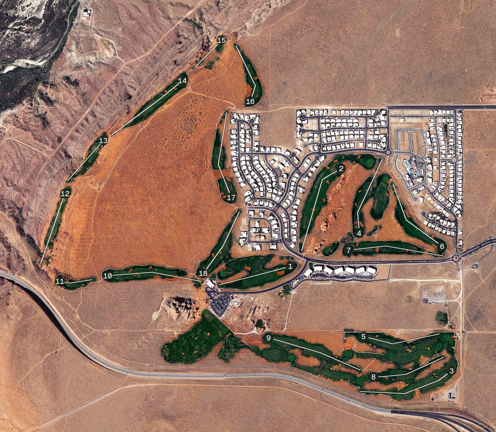 Aerial view of Sand Hollow Resort, UT