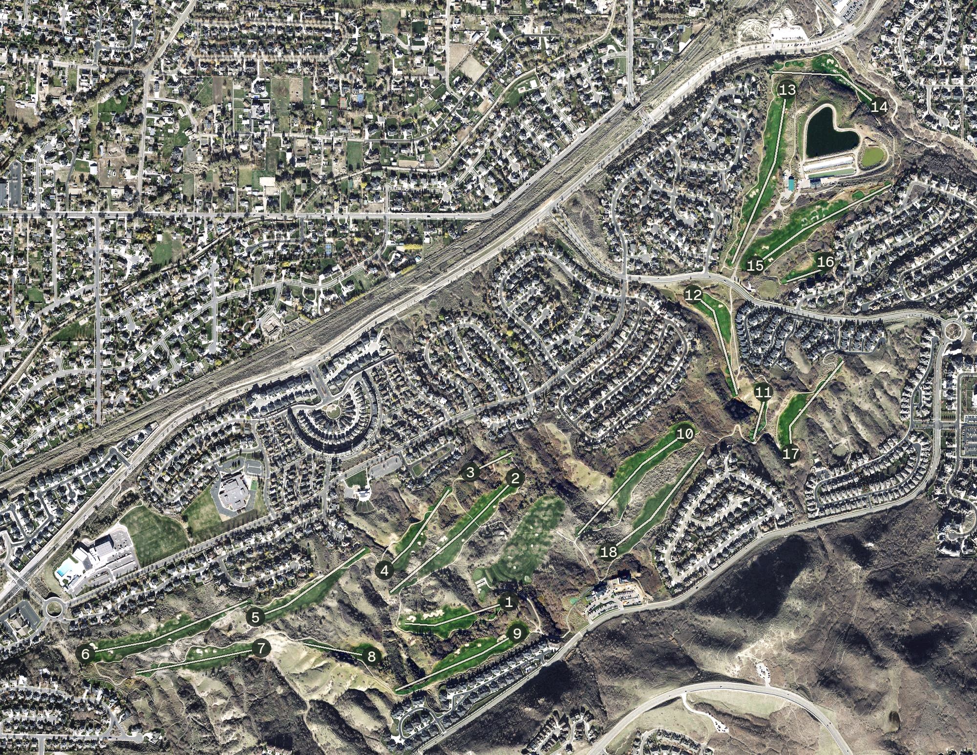 Aerial view of South Mountain Golf Course, UT