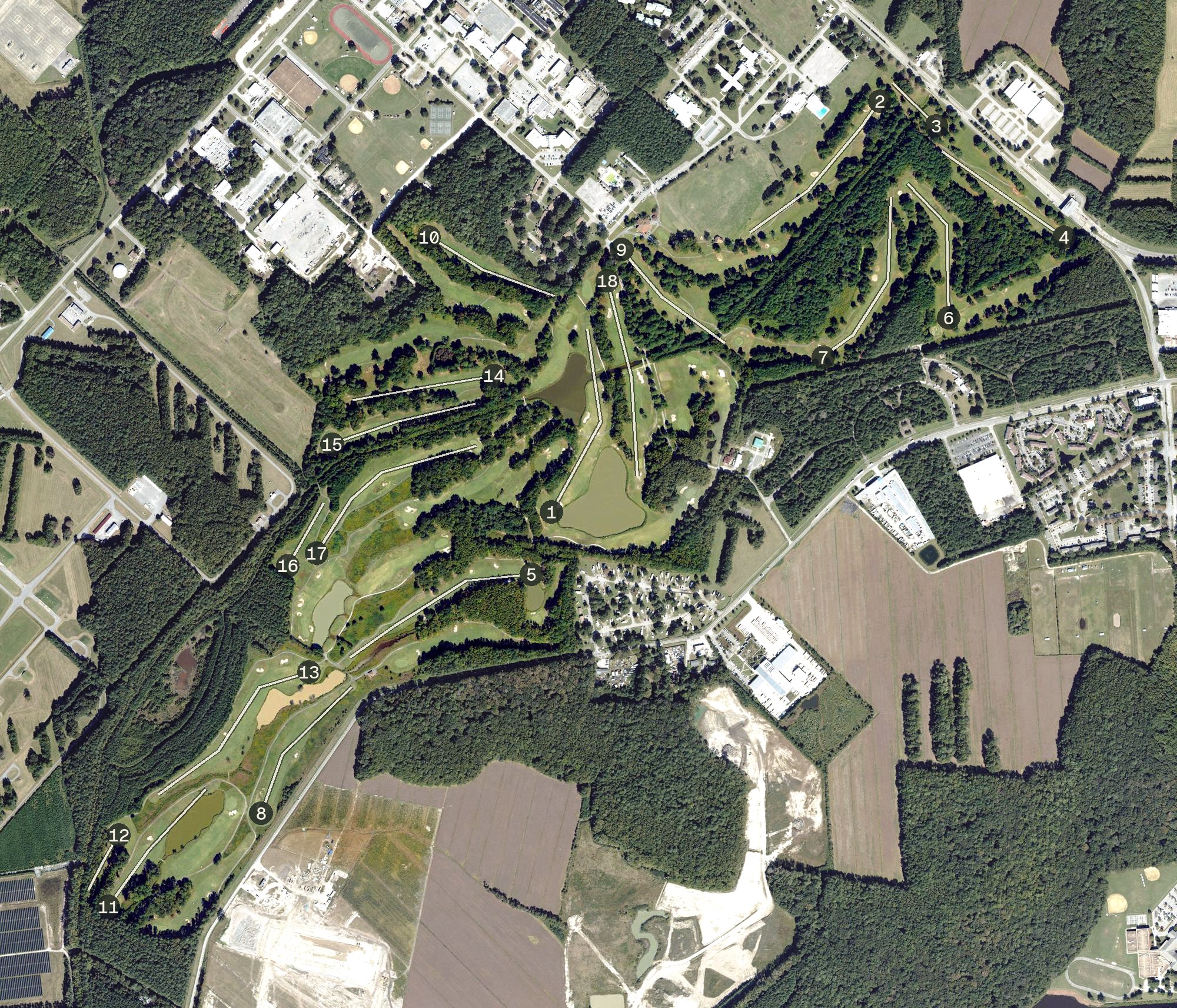 Aerial view of Aeropines Golf Course, VA
