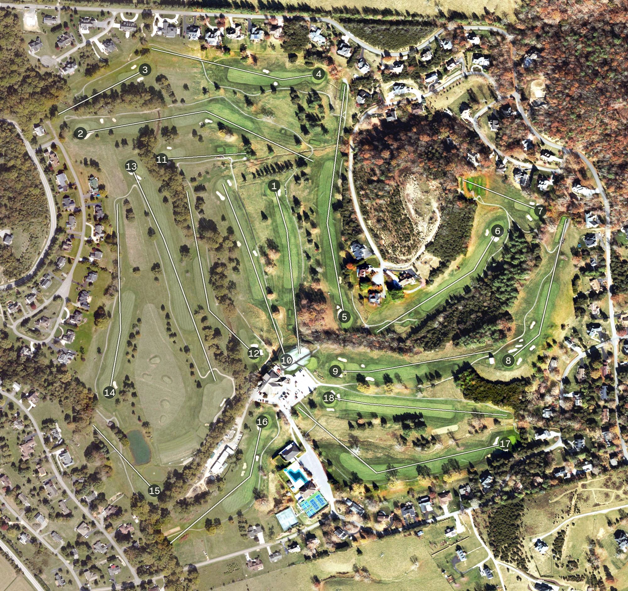 Aerial view of Blacksburg Country Club, VA