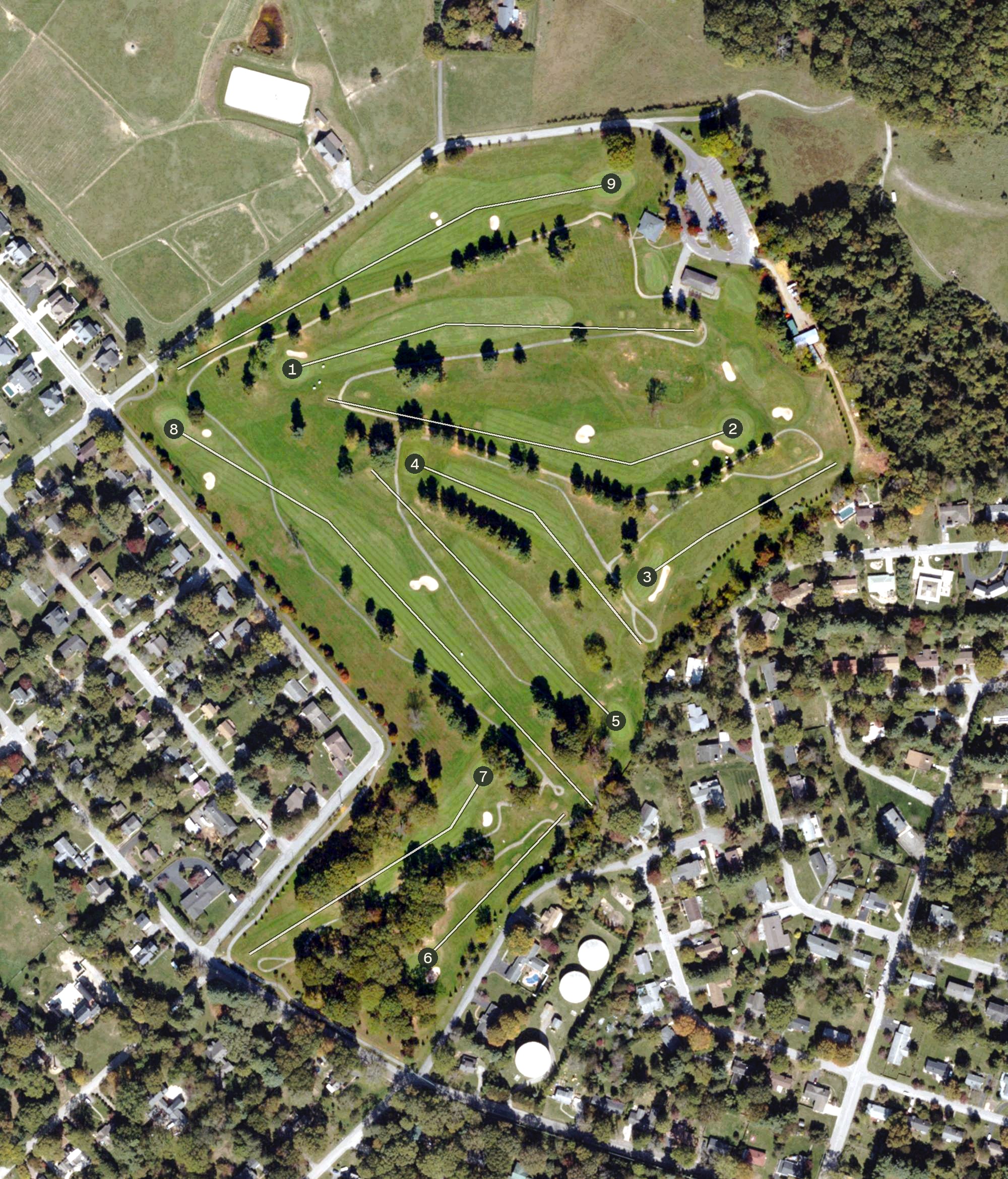 Aerial view of Blacksburg Municipal Golf Course, VA