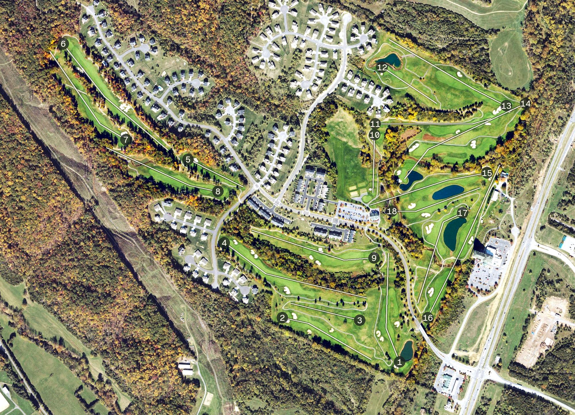 Aerial view of Blue Ridge Shadows Golf Club, VA