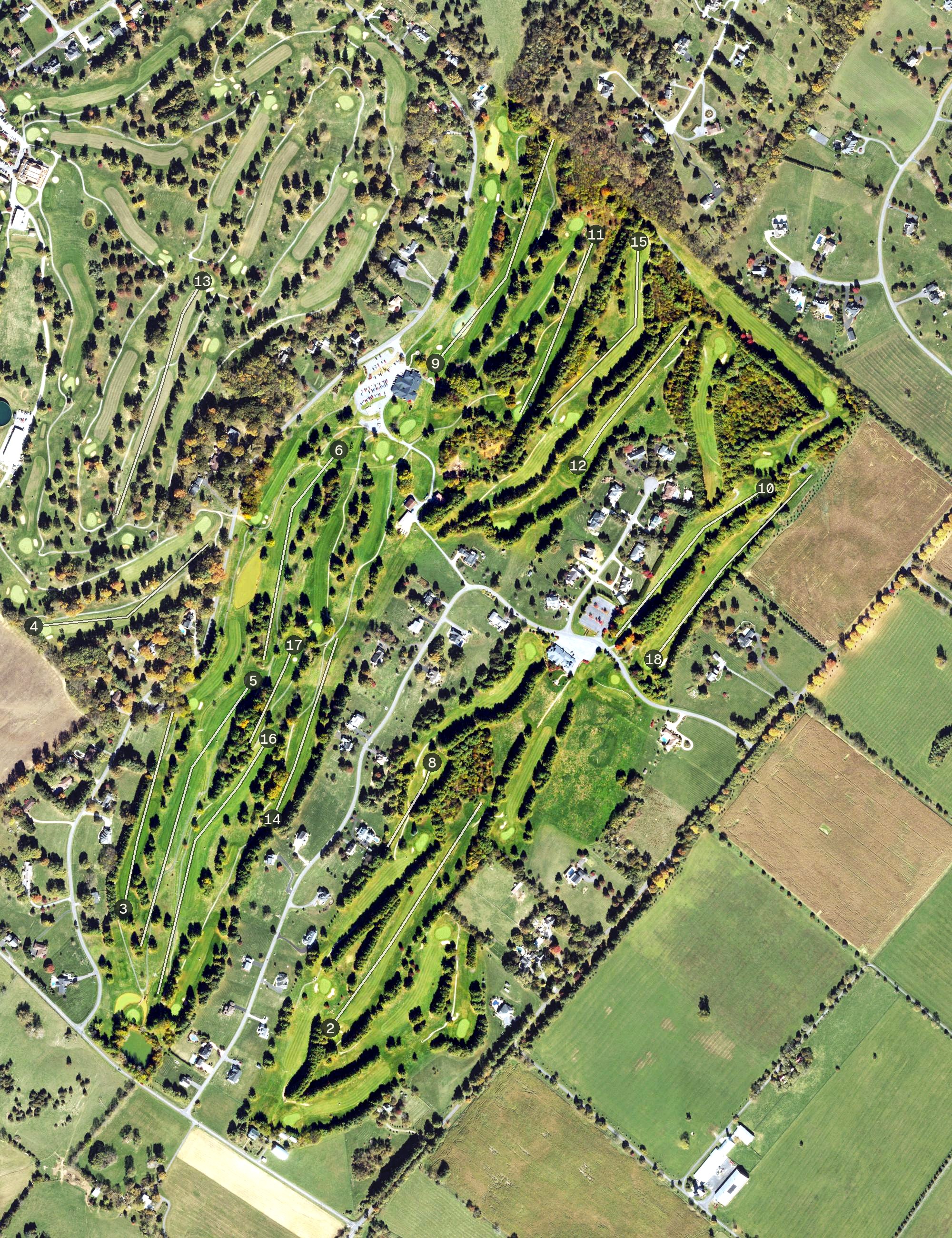 Aerial view of Bowling Green Country Club, VA