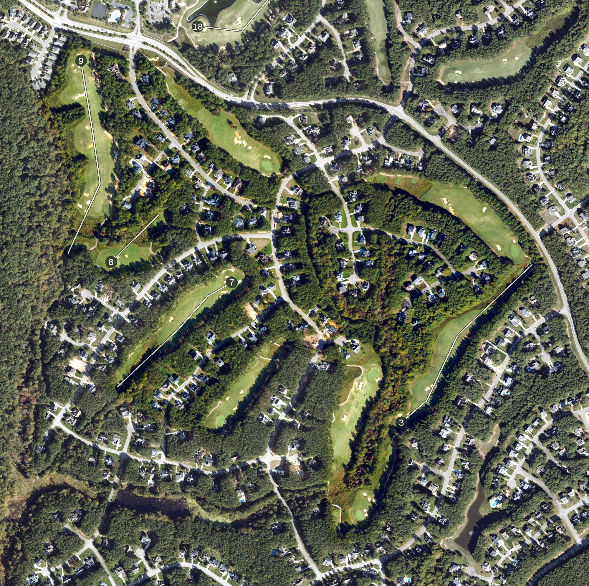 Aerial view of Brickshire Golf Club, VA