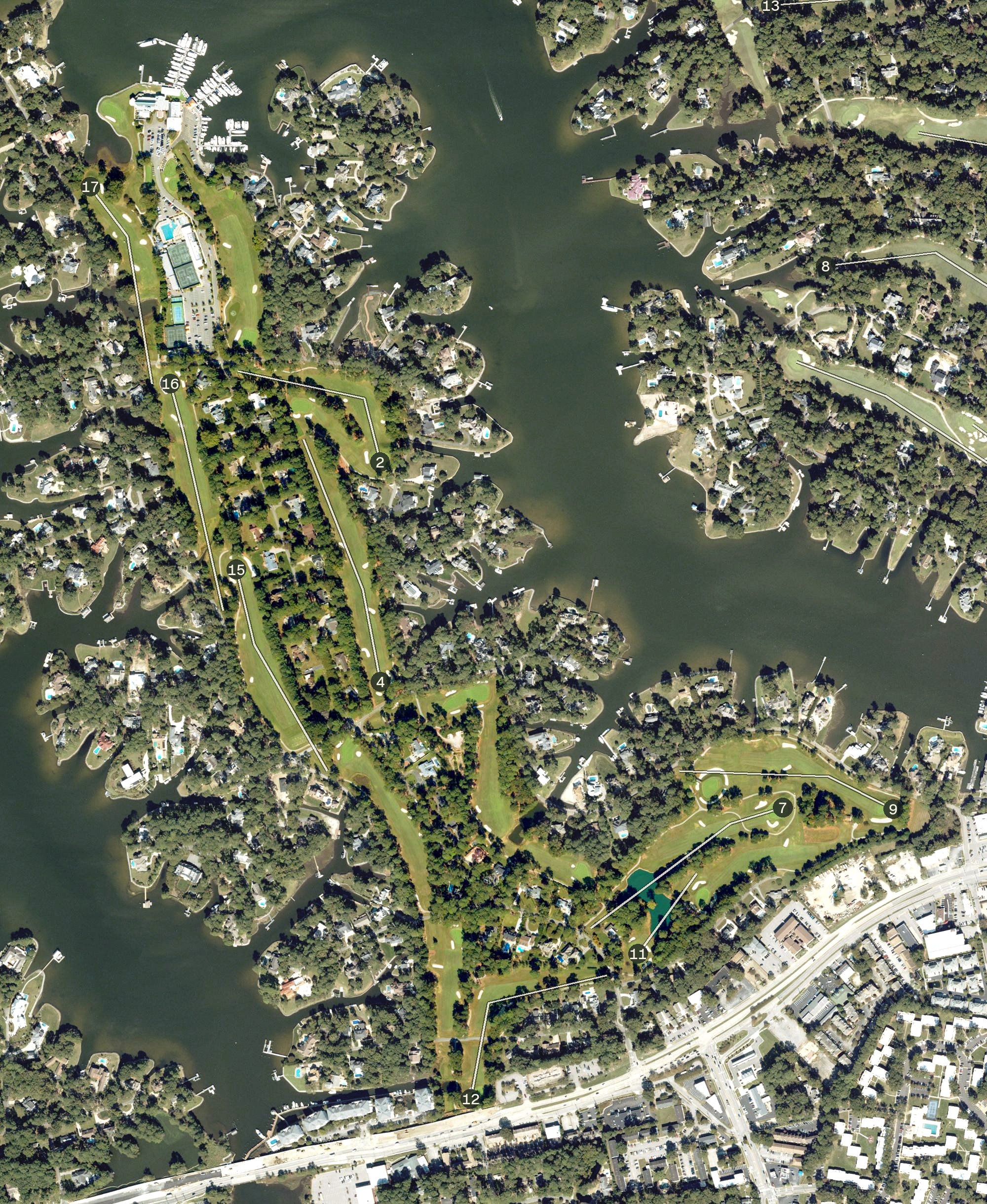Aerial view of Cavalier Golf & Yacht Club, VA
