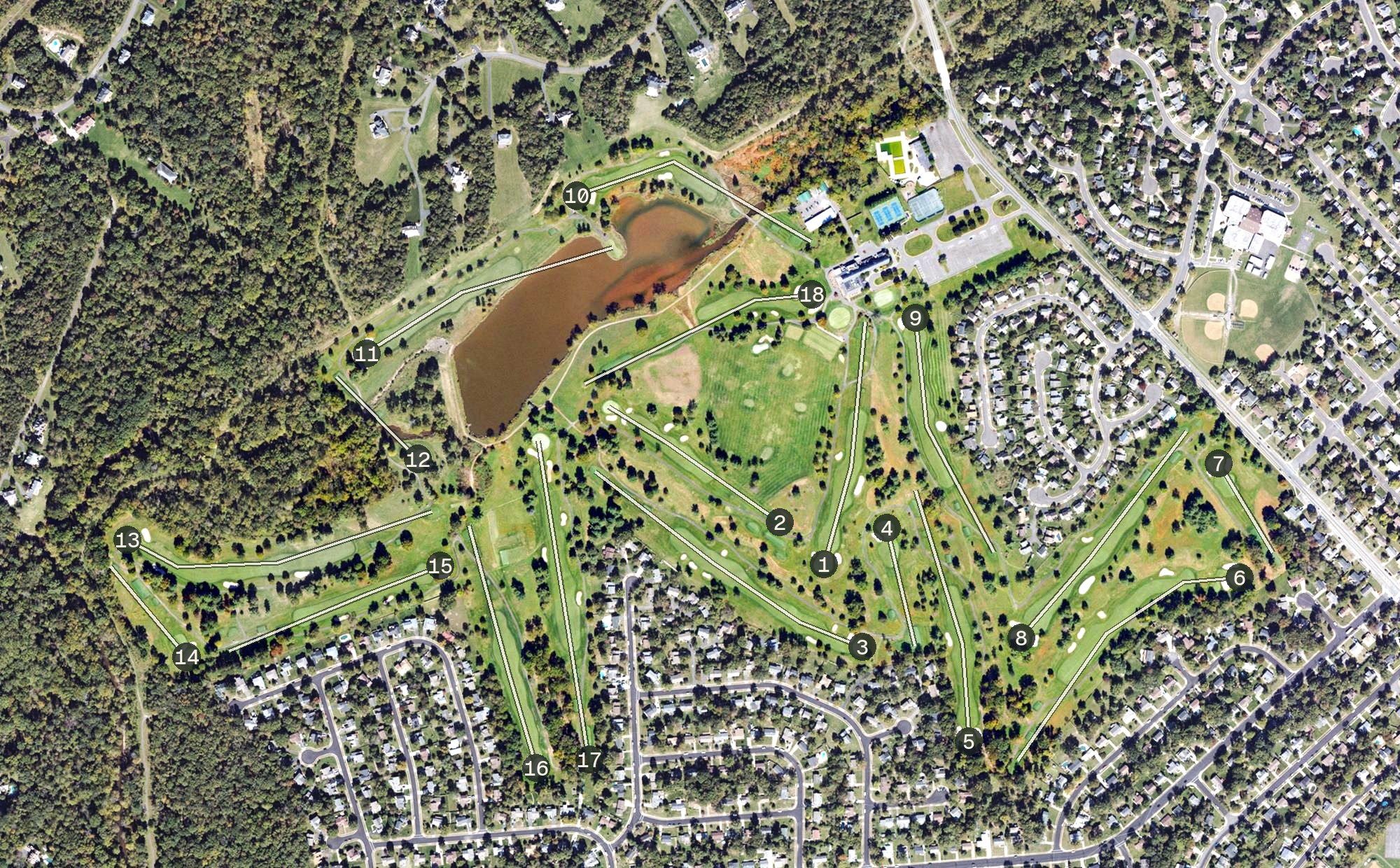 Aerial view of Chantilly National Golf and Country Club, VA