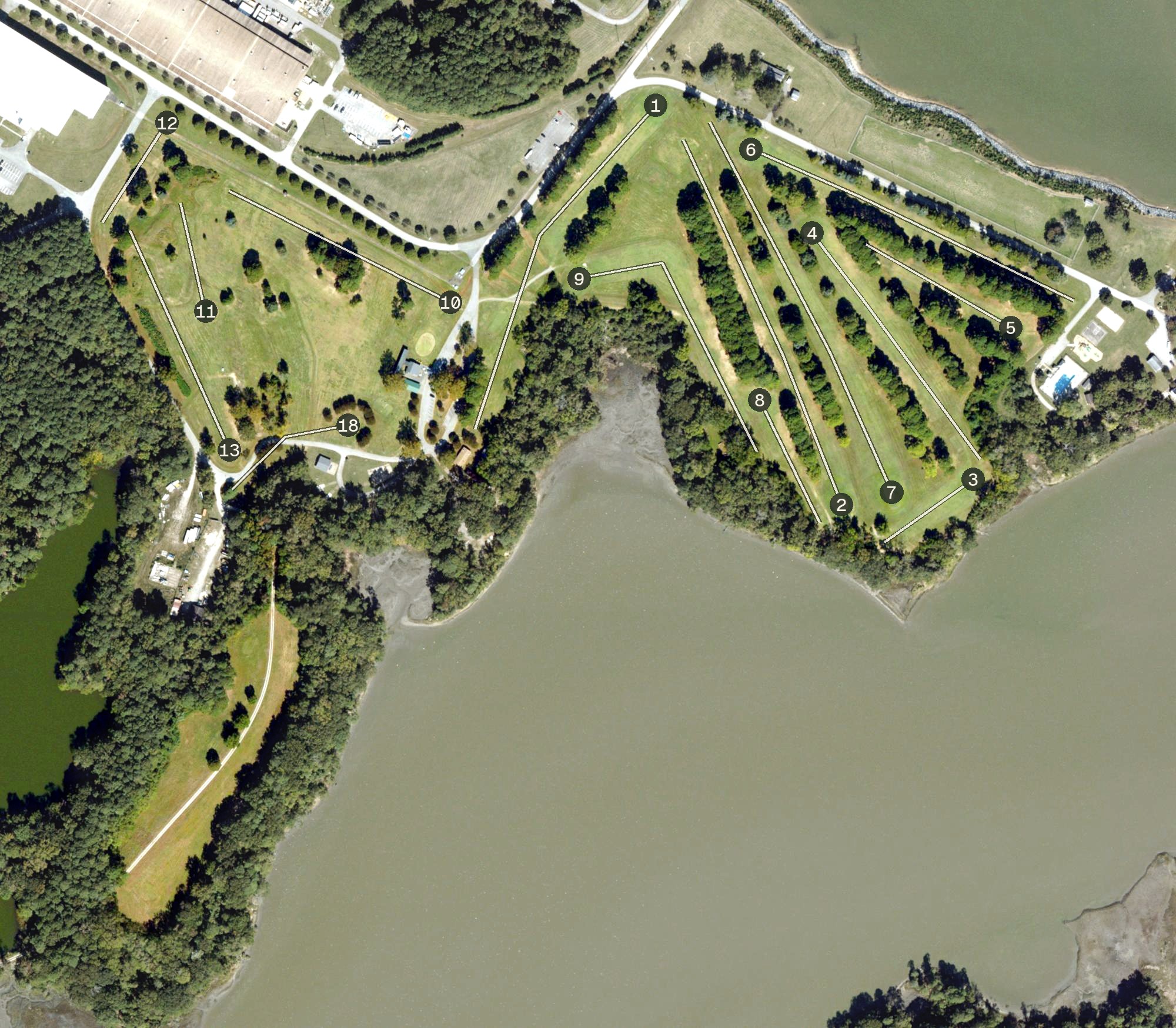 Aerial view of Cheatham Annex Deer Cove Golf Course, VA