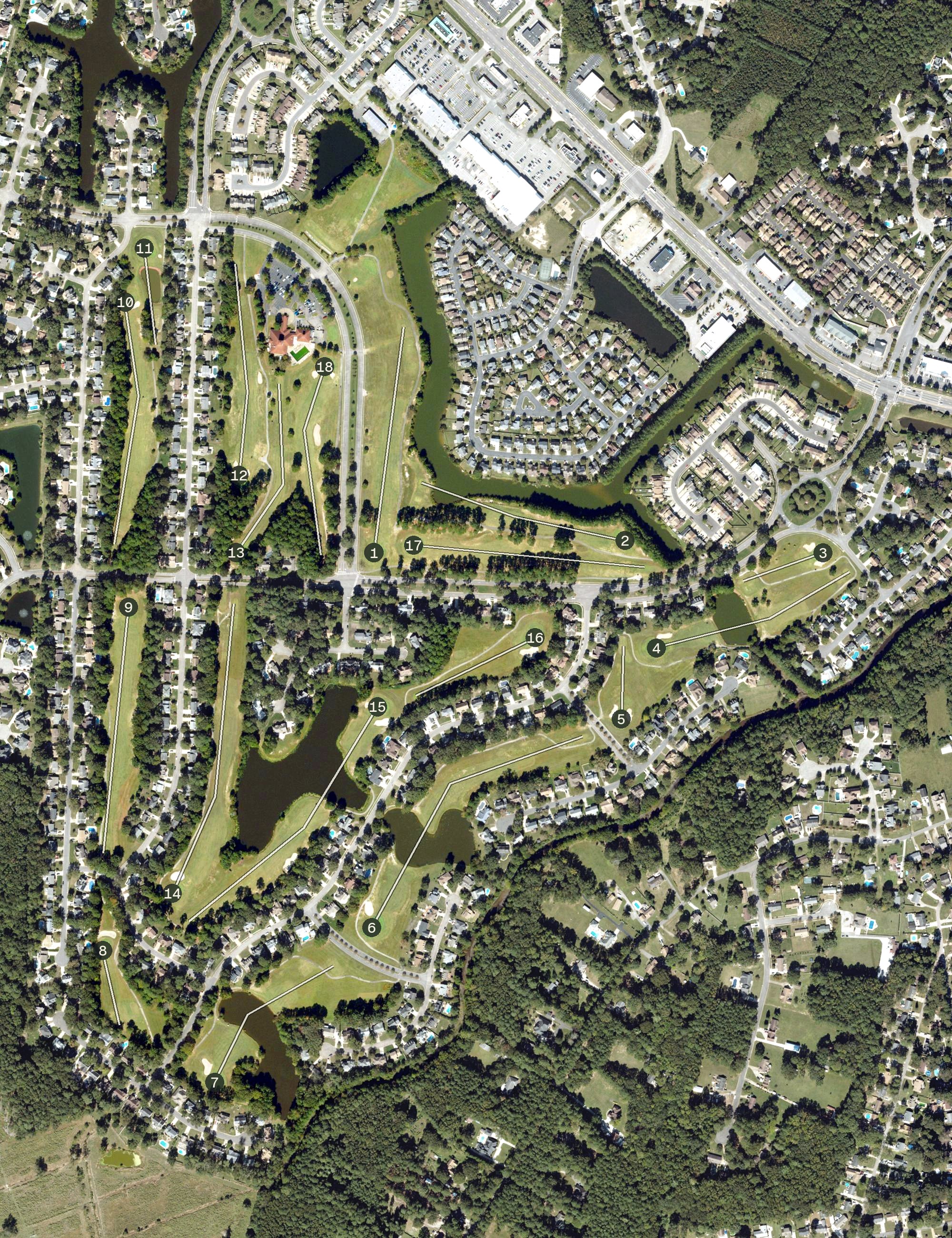 Aerial view of Chesapeake Golf and Country Club, VA